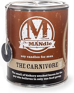ECO CANDLE CO. The Mandle Soy Candle for Men - Scents of Hickory Smoked Bacon - The Carnivore, 15 oz. Paint Can - 100% Soy Wax, No Lead, Hand Poured, Phthalate Free, Made from Midwest Grown Soybeans
