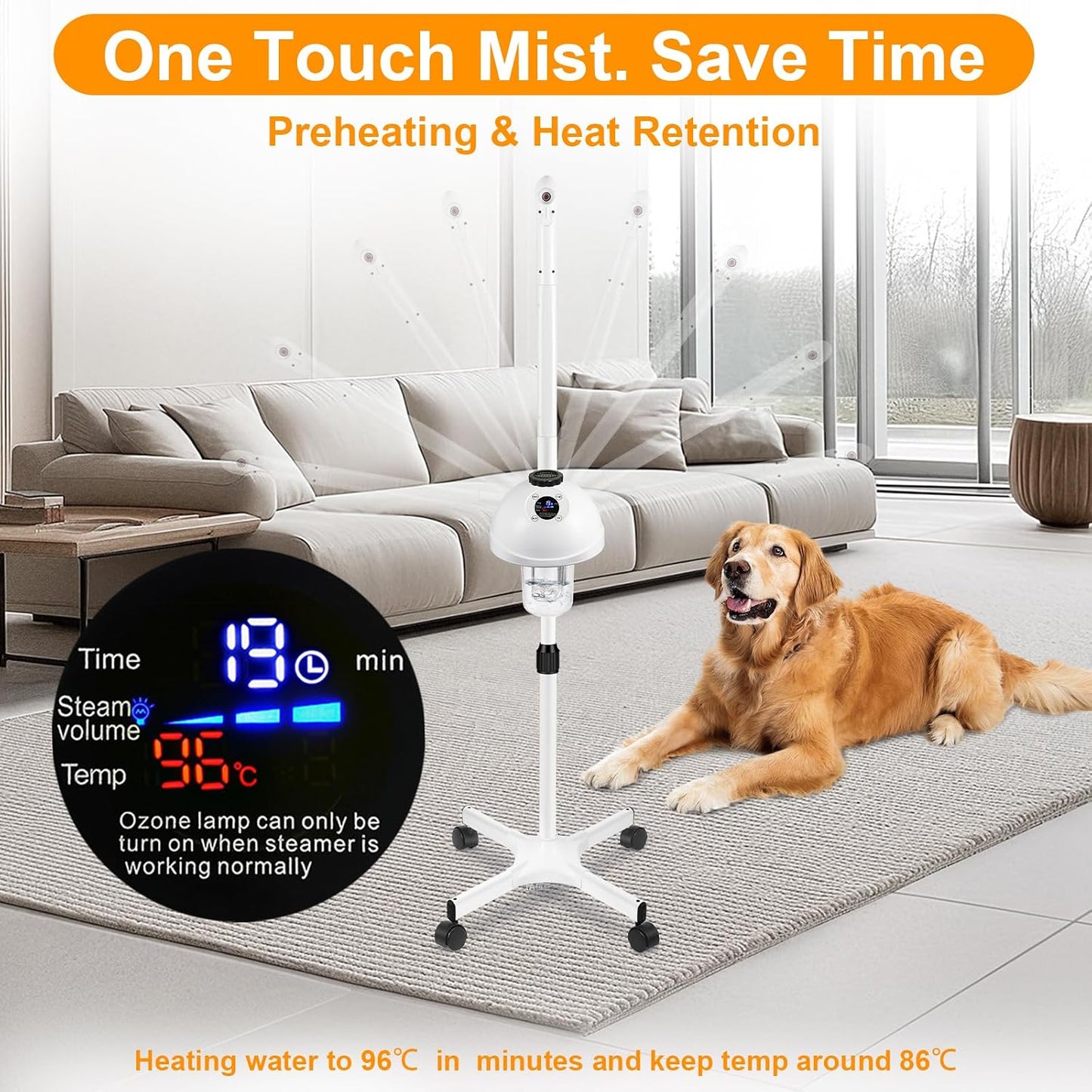 Professional Facial Steamer, Vaporizador Facial with Steam Adjustable & Timer, Movable Arm, Preheating Esthetician Steamer, Home Beauty Salon SPA