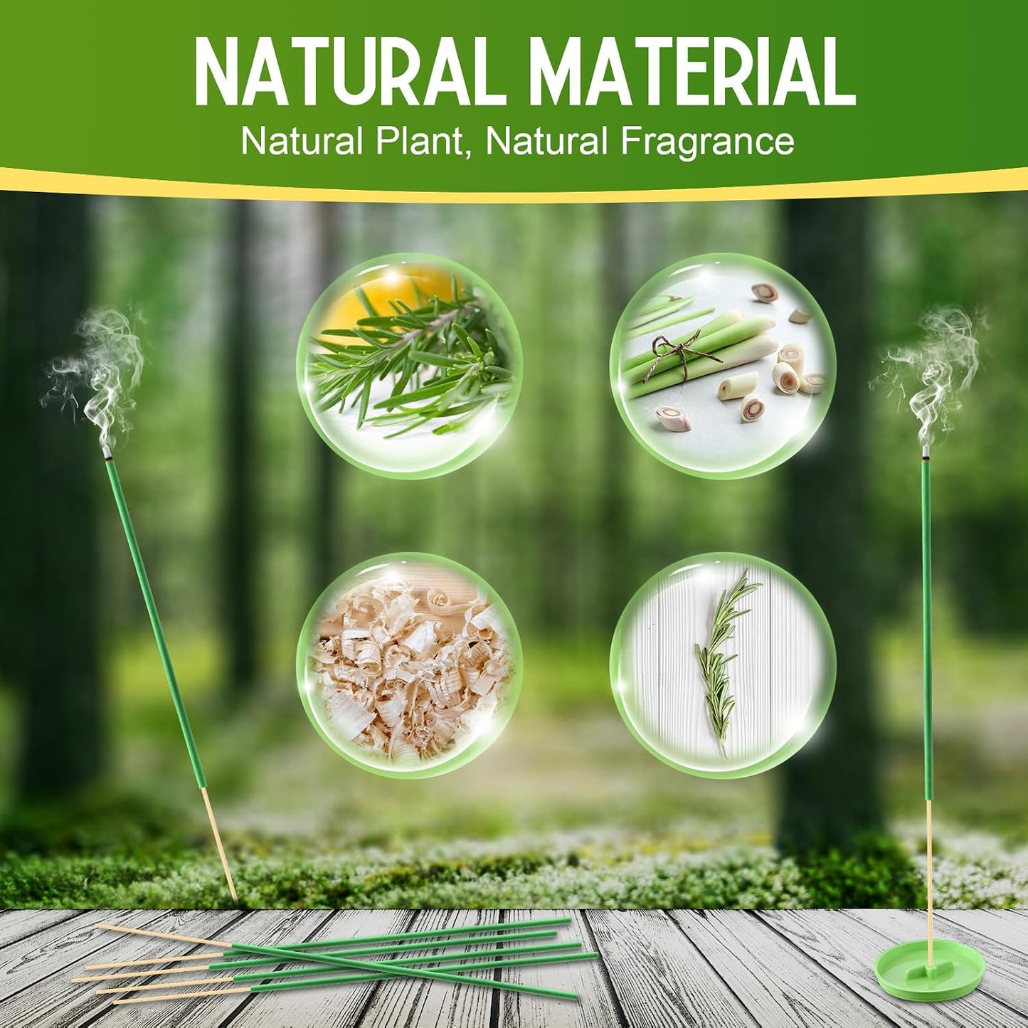 Qualirey 90 Pcs Mosquito Repellent Citronella Incense Sticks, Thin Citronella Incense Sticks Outdoor Made from Natural Plant, for Backyard, Travel, Camping, Patio