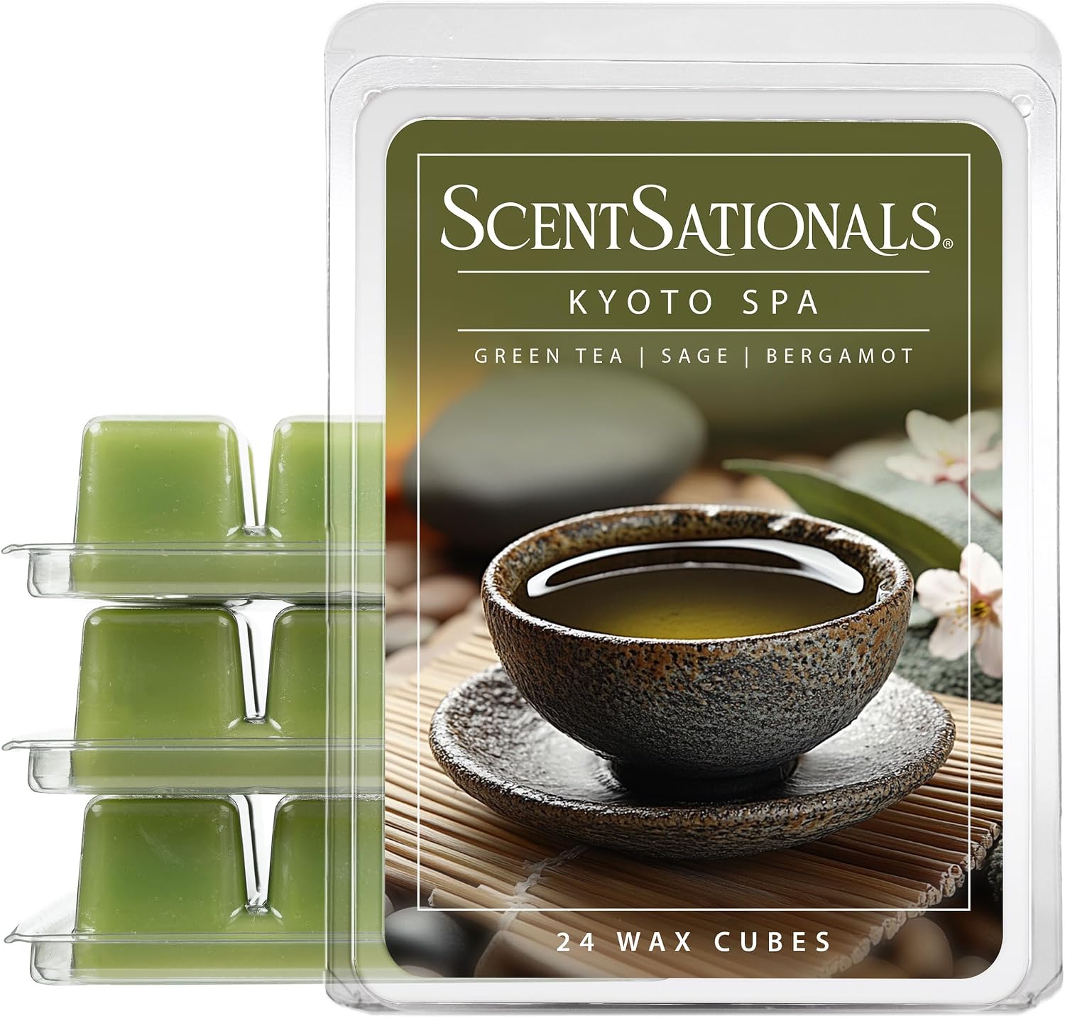 Scentsationals Kyoto Spa Scented Wax Melts - Green Tea, Bergamot, & Sage, 10oz (24 Cubes)
