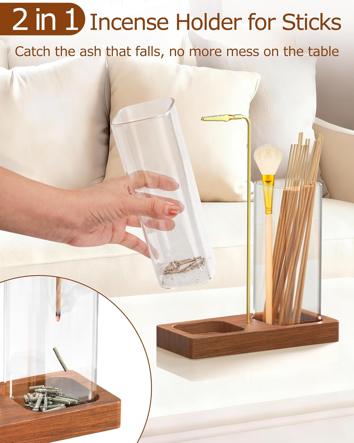 2 in 1 Incense Holder with Glass Jars