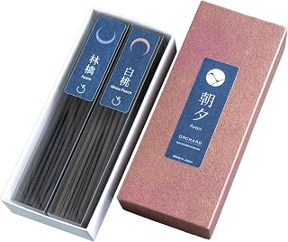 Asayu Japan Low Smoke Incense Sticks - Orchard Set (White Peach + Apple), 40gr (Each Scent 20g), for Yoga, Zen Meditation and Relaxation - Low Smoke for Less Irritation
