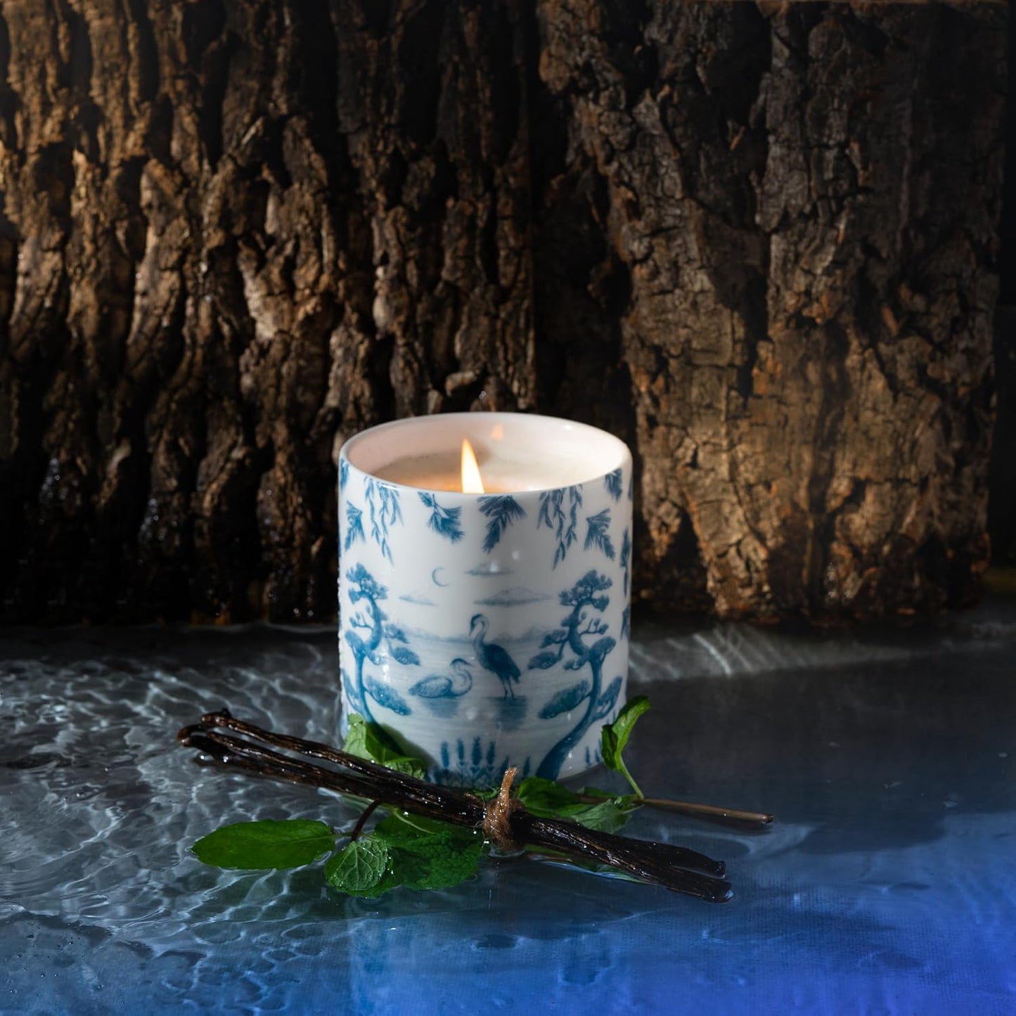 Prachya Enstasis Scented Candle - Spearmint & Black Agarwood, Soy Wax, Artisan Porcelain Cup, 250g
