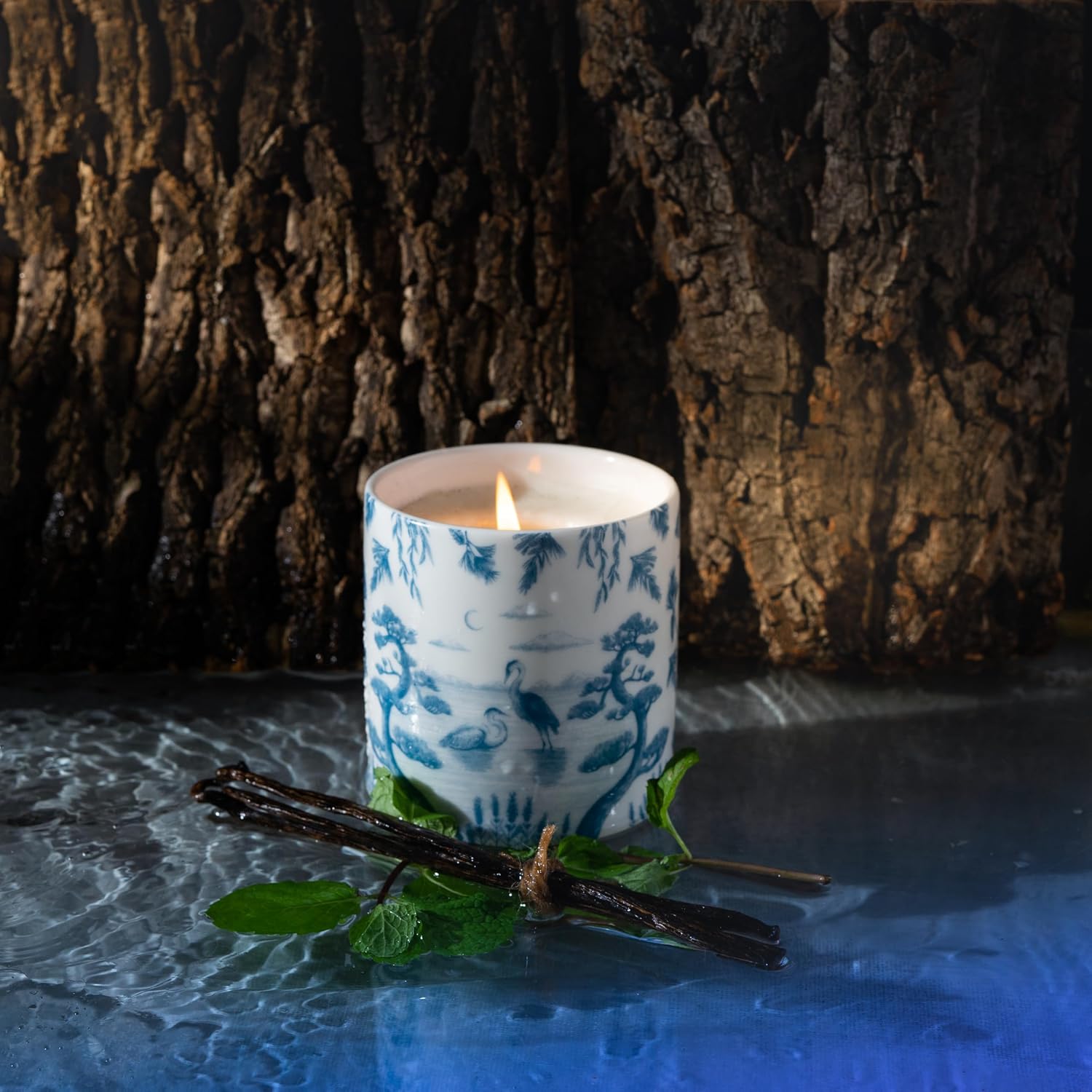 Prachya Enstasis Scented Candle - Spearmint & Black Agarwood, Soy Wax, Artisan Porcelain Cup, 250g