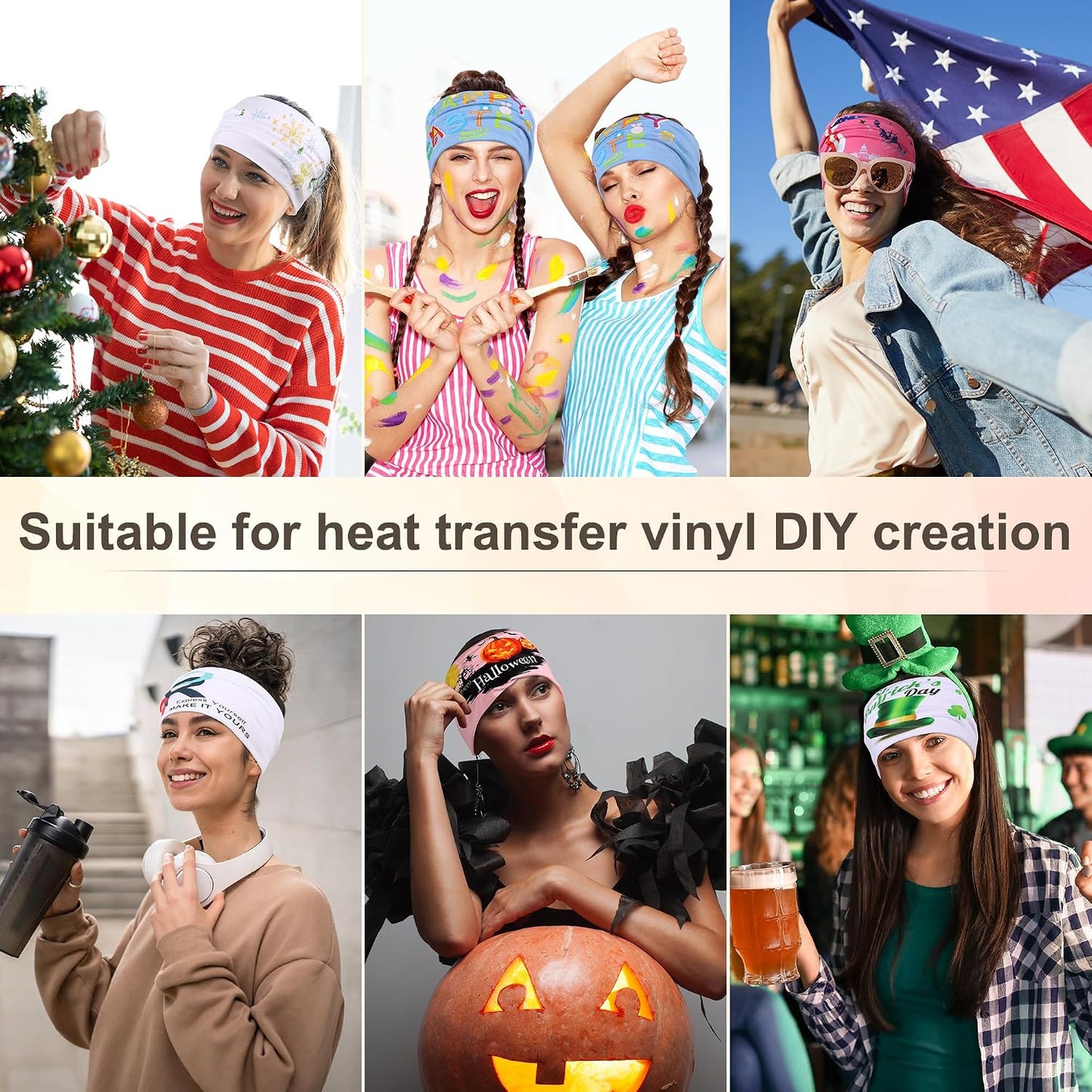 DiyJibb Headbands for Women, 7PCS Wide Cloth Hair Bands for Workout, Yoga, Skincare & Daily Wear, Soft & Stretchy