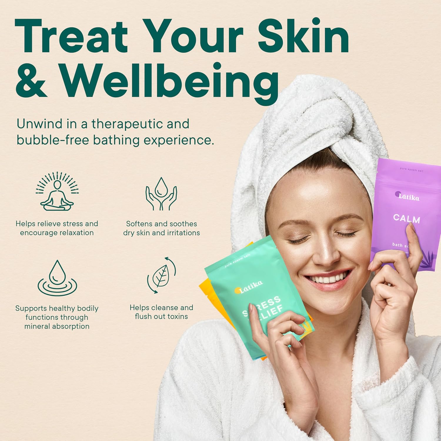 Latika Bath Soaks Set of 3 – Epson Salts for Soaking, Muscle Recovery & Skin Nourishment with Essential Oils | Relax, Rejuvenate & Destress | Lavender Mint, Vitamin C & Grapefruit