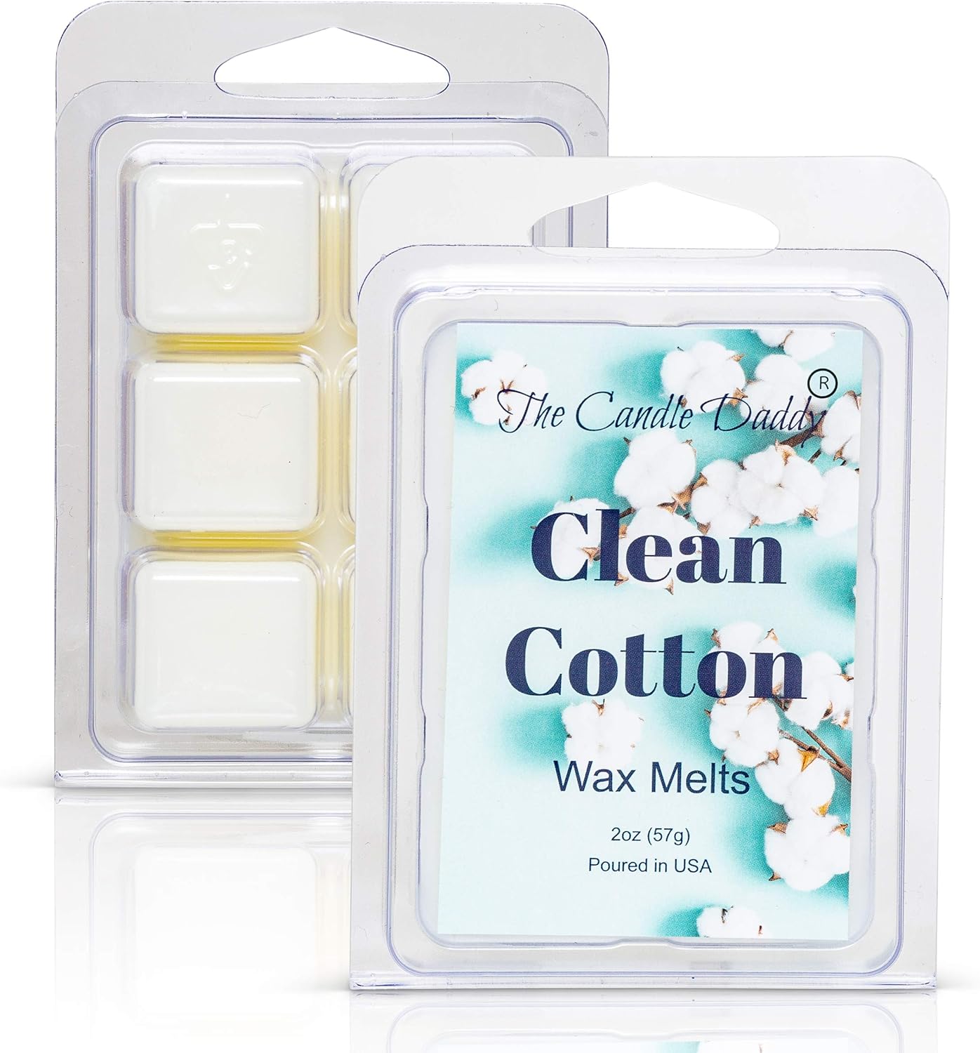 Clean Cotton- Fresh, Calming Cotton Scented Melt- Maximum Scent Wax Cubes/Melts- 1 Pack -2 Ounces- 6 Cubes Gift for Women, Men, BFF, Friend, Wife, Mom, Birthday, Sister, Daughter, Long Lasting