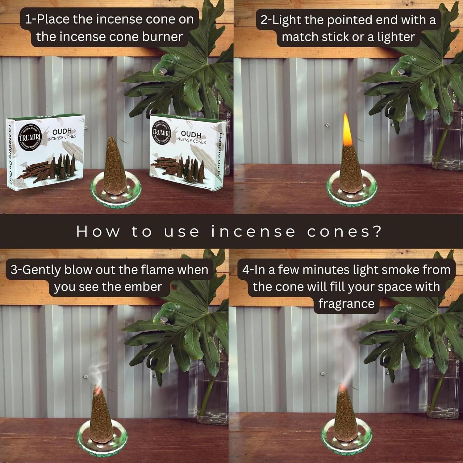 TRUMIRI Oud Incense Cones - Total 20 Cone Incense - Dual Pack of 10 Insence Cones - Incense Cones Scented - Cone Incense Scents - Insense Cones - Incent Cone