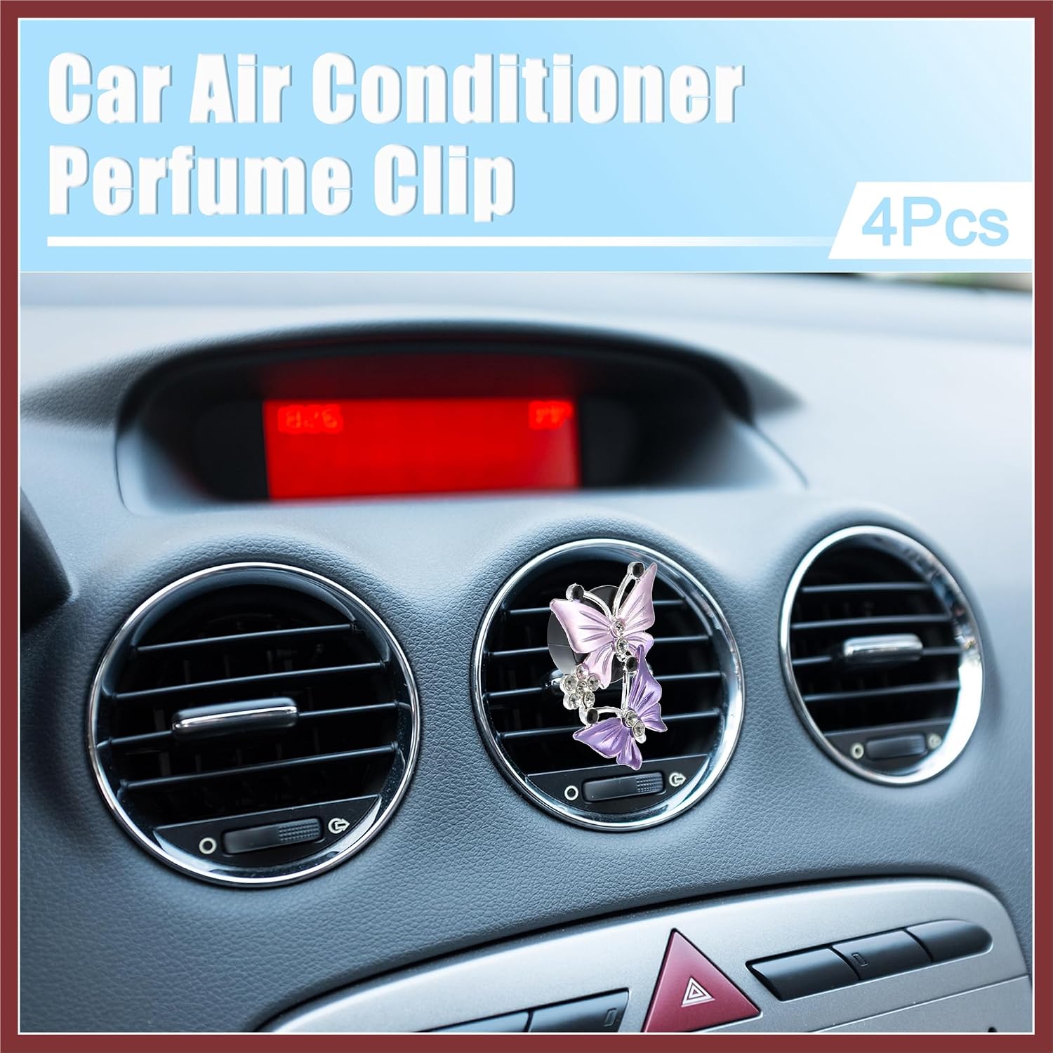 Car Butterfly Shape Clips for Air Conditioner Outlet Vent Decorations Clip Purple 4 Pcs Replace Parts