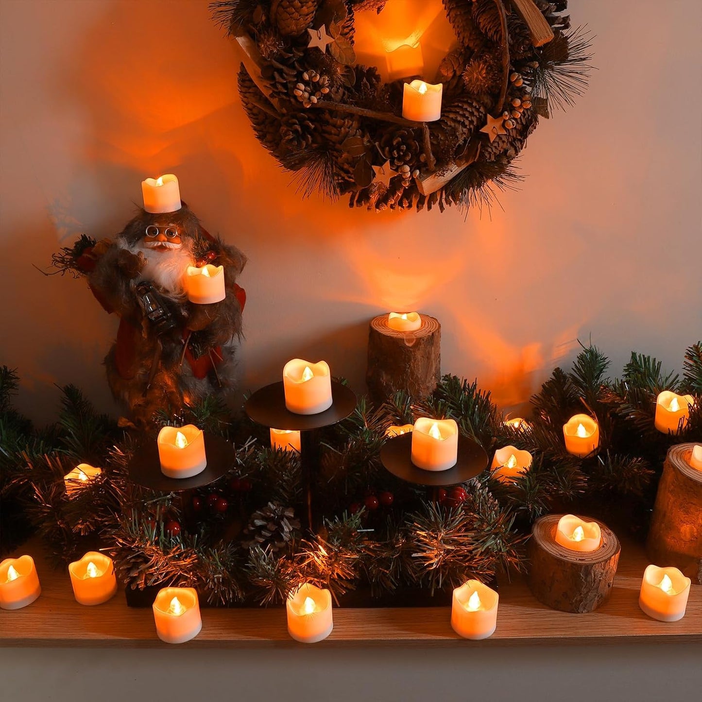 Topstone Flameless Candles with Remote Control, Battery-Operated LED Electronic Candles, 400+ Hours with CR2450 Battery, Yellow Glow, Flickering Realistic Fake Candles for Home Decor, Wedding, Party