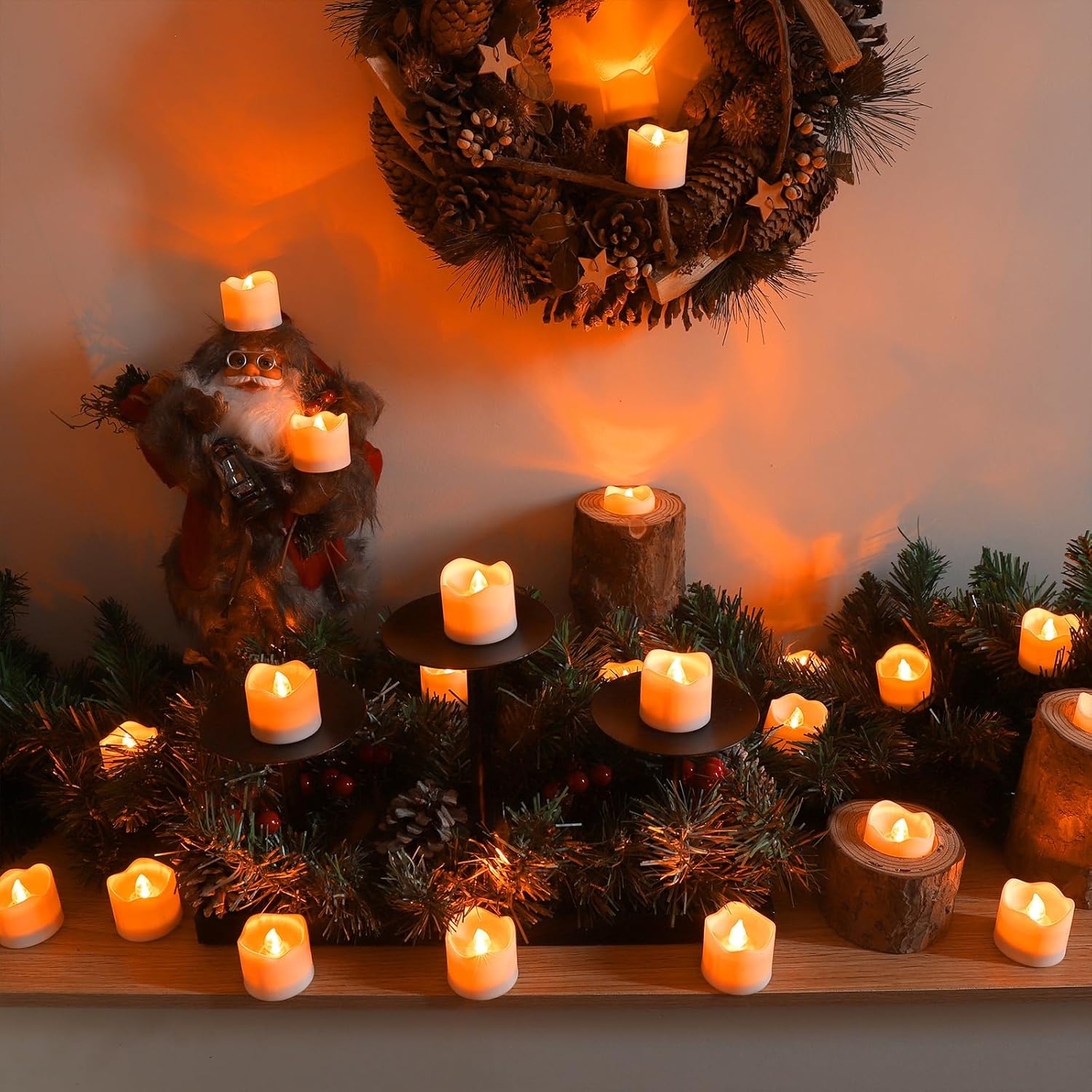 Topstone Flameless Candles with Remote Control, Battery-Operated LED Electronic Candles, 400+ Hours with CR2450 Battery, Yellow Glow, Flickering Realistic Fake Candles for Home Decor, Wedding, Party