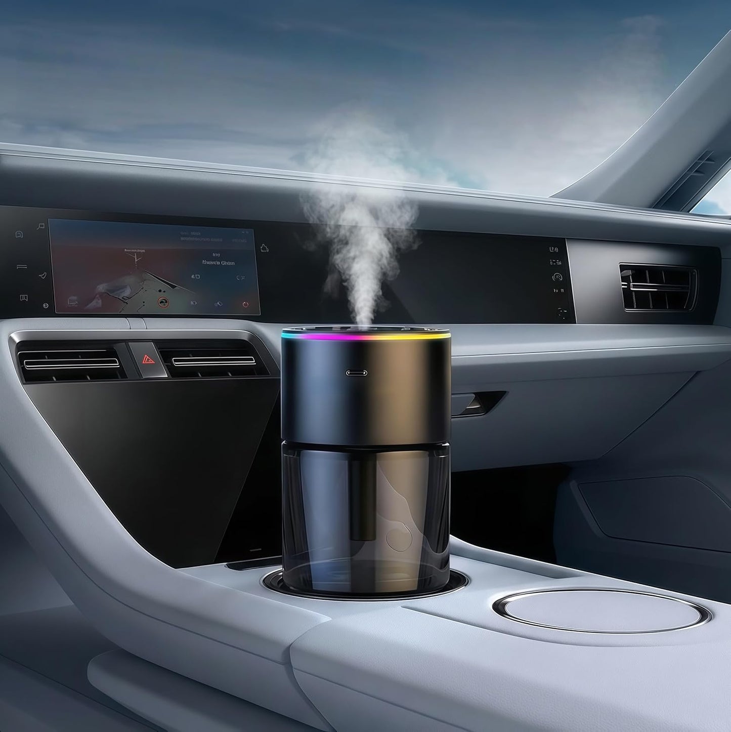 Smart Car Air Freshener Diffuser with Star Projector & Mood Lights - 160ml Large Capacity, 3 Modes, Automatic Mode, 500mAh Long-Lasting Battery, Cologne Scent for Car & Home