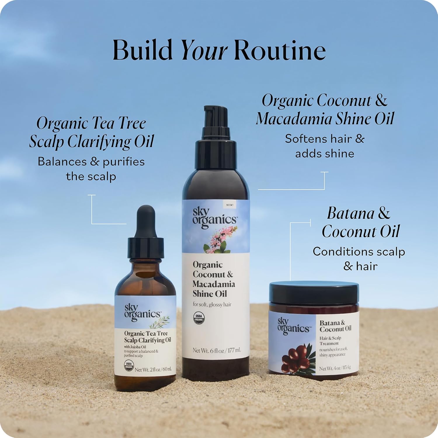 Sky Organics - Organic Coconut & Macadamia Shine Oil (6 fl oz/177 mL) Soft, Glossy, Hydrating Hair Oil - Organic Lavender, Sunflower, & Jojoba - Vegan, Cruelty Free, Hair Care with eBook