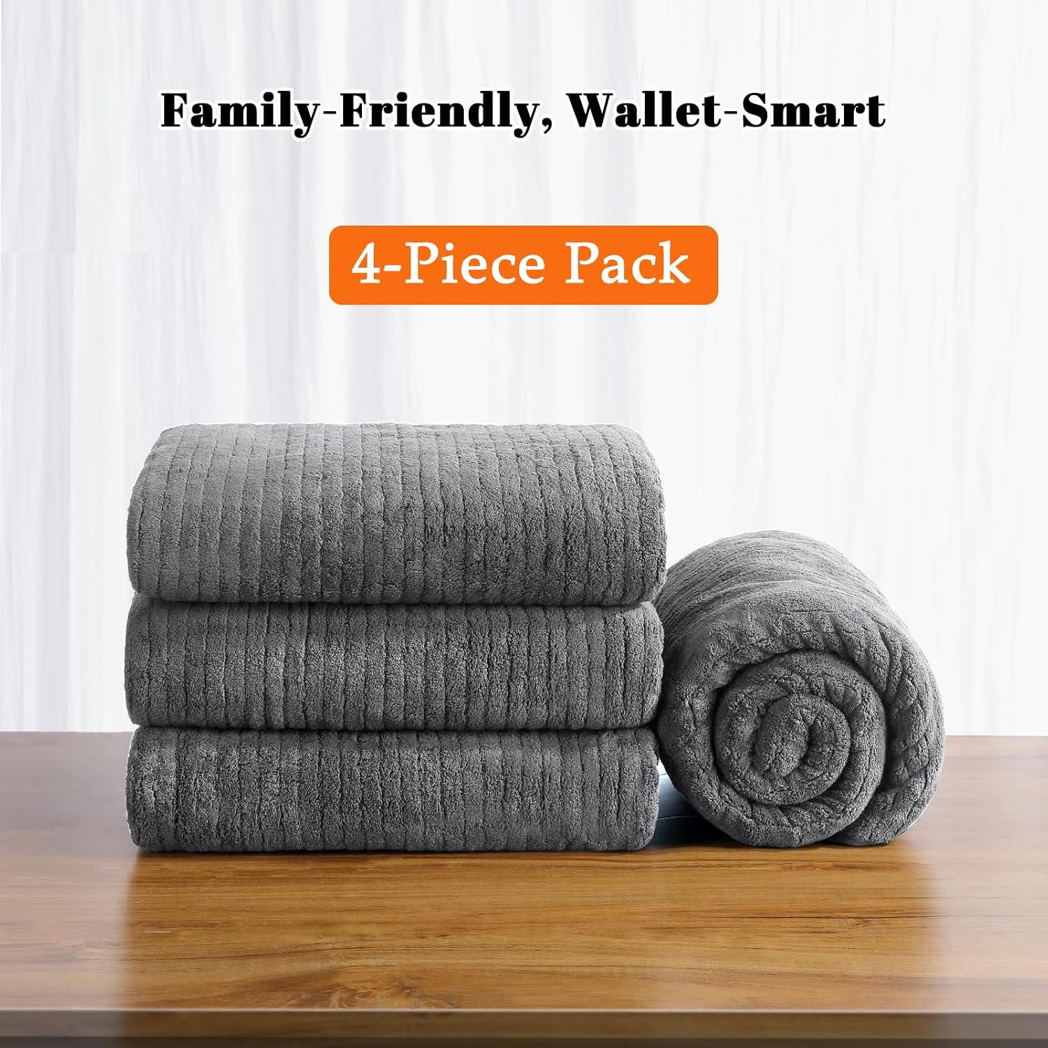 Bath Towels Set of 4 Extra Large 35 x 70 Inches,Luxury Thick High Absorbent Quick Dry Bath Sheet,Ultra Soft Microfiber,Bathroom,Beach,Yoga,Sport,SPA (Grey)
