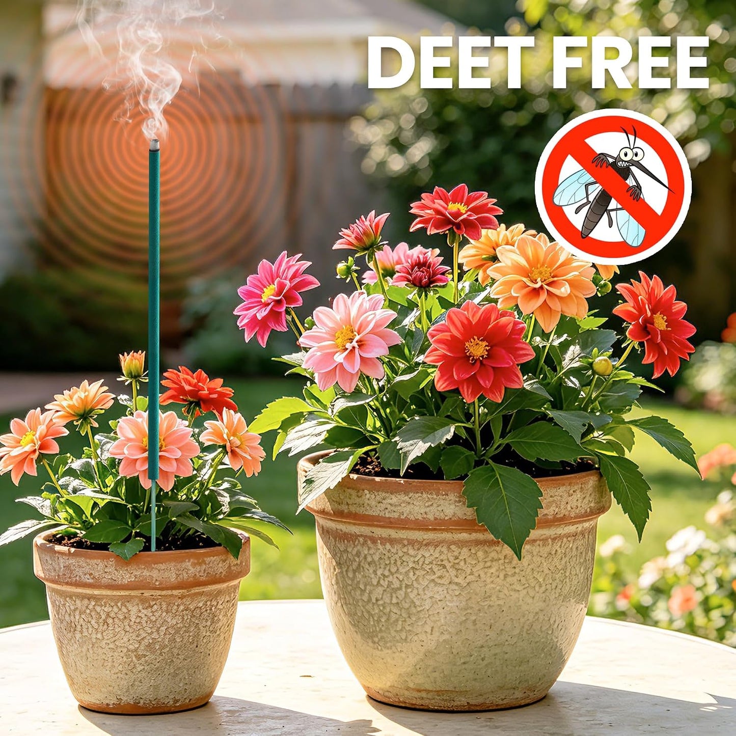 24 Pack Mosquito Incense Sticks for Outdoor Patio Backyard Indoors Camping Travel Yoga, DEET Free Mosquito Repellent Sticks Safe for Kids Pets, Long-Lasting 2-Hour Burn Time, Green