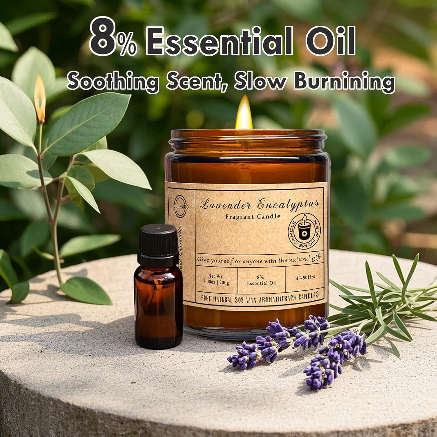 Scented Candles - Lavender Eucalyptus Candles for Home Scented, 7oz Soy Wax Aromatherapy Candle, Stress Relief, Calming Candle for Relaxation, Non Toxic, Birthday Gifts for Women & Men