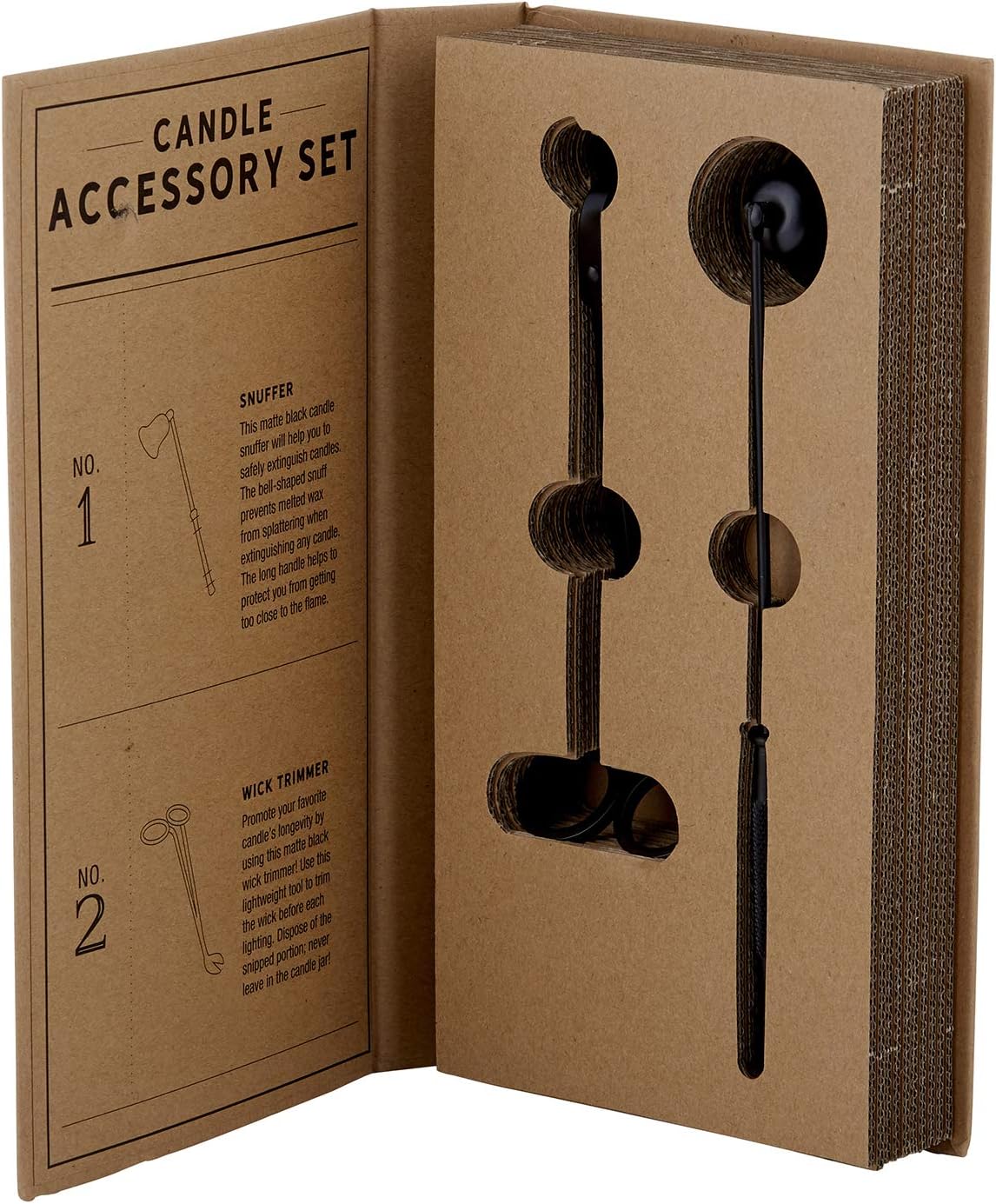Santa Barbara Design Studio Candle Accessories Gift Kit Pure Design Collection Cardboard Book Gift Set, 2-Pieces, Black