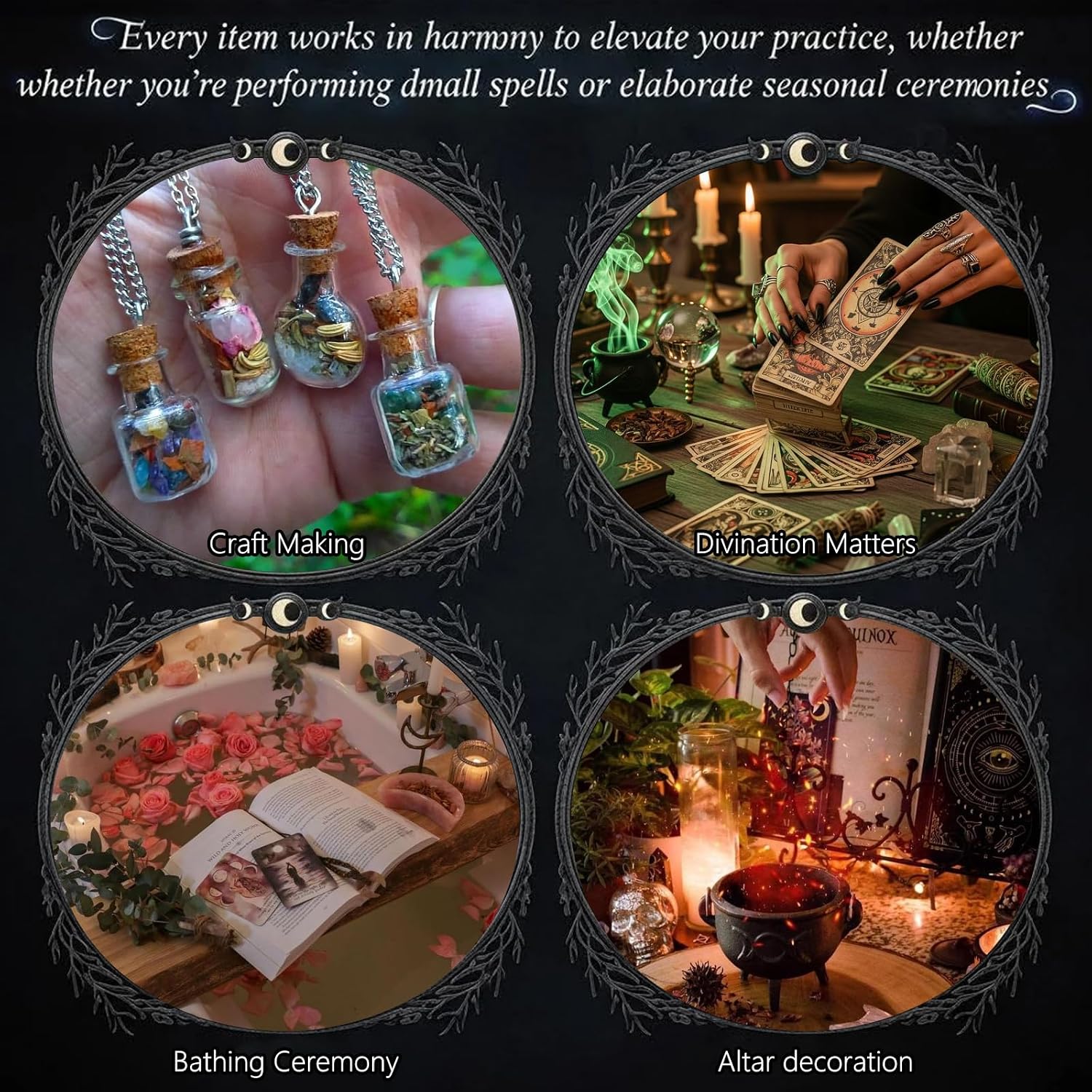 45PCS Herbs for Witchcraft - Wiccan Supplies and Tools - Witchcraft Supplies Dried Flowers Kit for Witch Beginner, Wicca Altar Supplies, Magic Spell, with Witchy Spoon, Witchy Gifts for Women