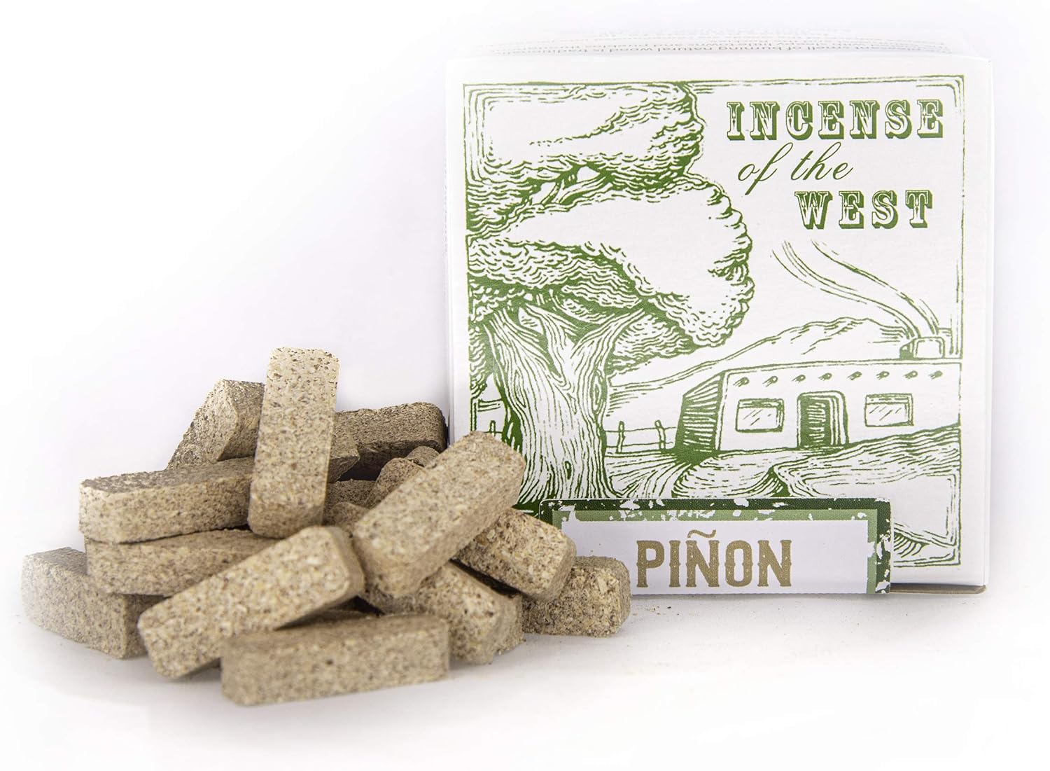 Incienso de Santa Fe - Piñon Natural Wood Incense Bricks Without Holder, 40 Count - Made in the USA