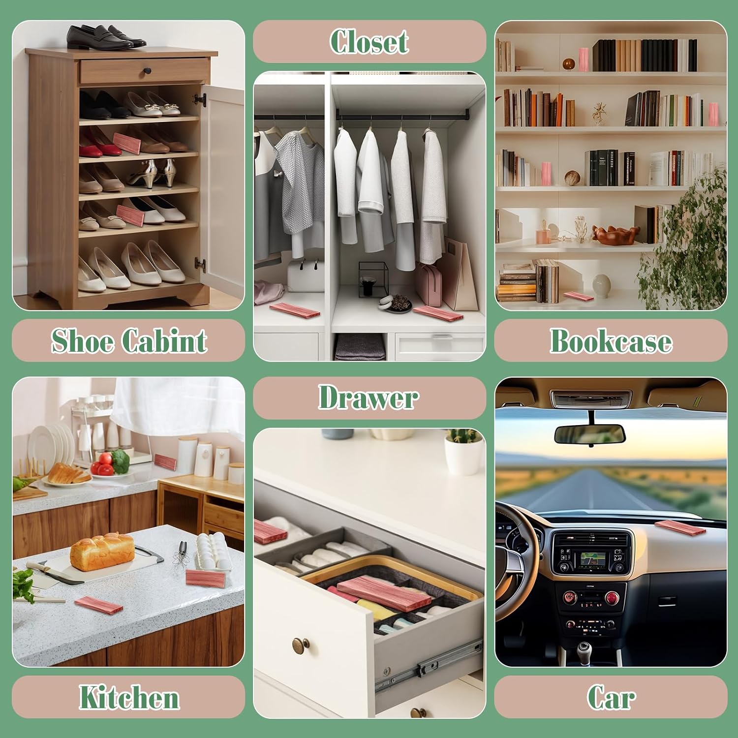 ESRICH Cedar Blocks for Clothes Storage, 60 Pack 100% Natura Cedars Wood for Closets,Cedars Planks with Sandpaper,Cedar Chips for Closets and Drawers