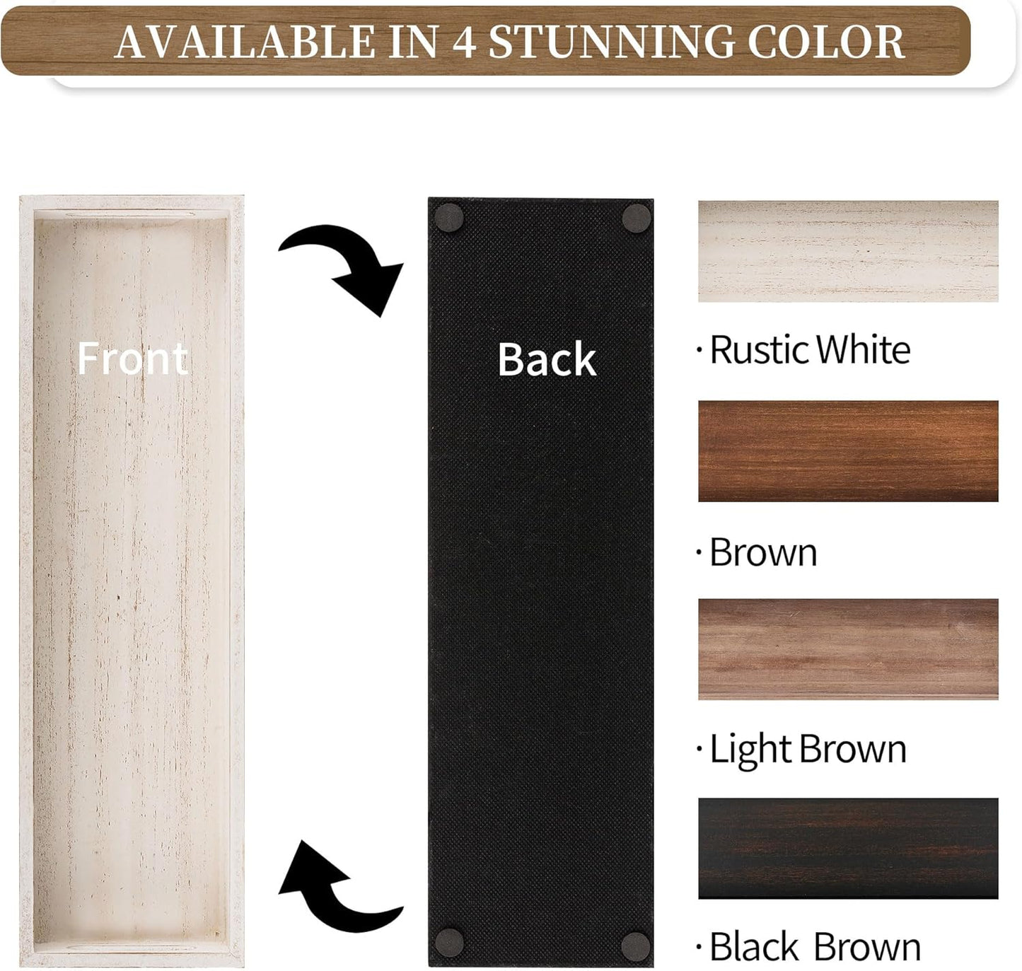 Hanobe Decorative Wooden ServingTray: Rustic Long Narrow Centerpiece Farmhouse Wood Candle Holder Trays with Cutout Handles Rectangular Coffee Table Tray for Living Room Kitchen Home Decor, White