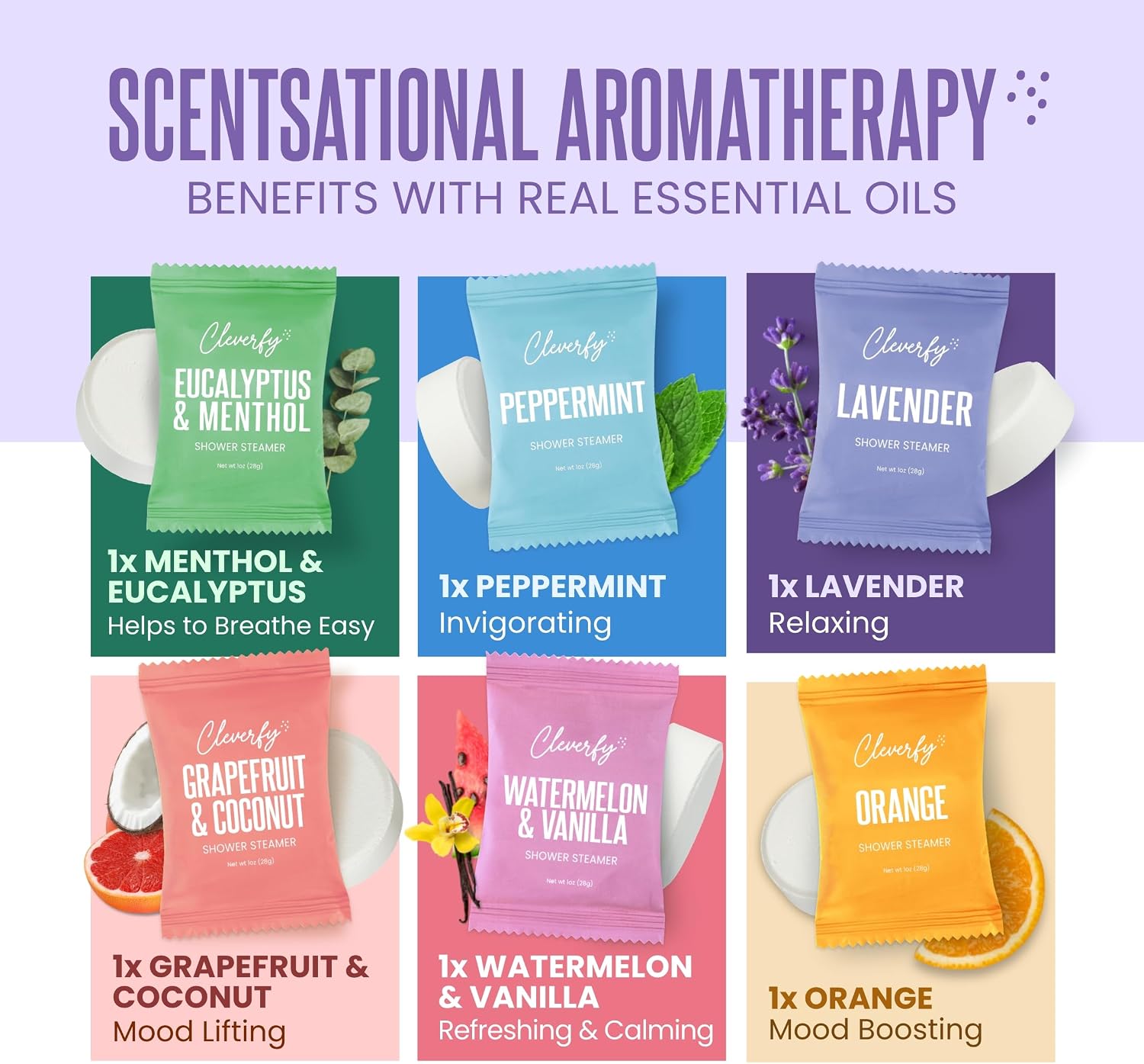 Cleverfy Shower Steamers Aromatherapy for Women and Men – 6 x 2 Pack