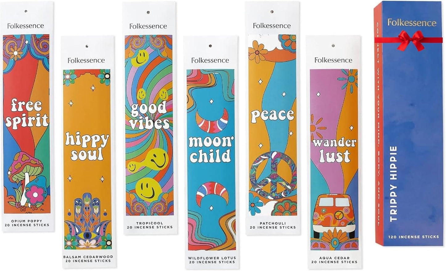 Folkulture Incense Sticks (120 Sticks) | Set of 6 Premium Best Smelling Incense for Negative Energy Cleansing Home | No Charcoal, Organic, Non Toxic, 45 Mins BurnTime Balsam Cedarwood Insence-Sticks