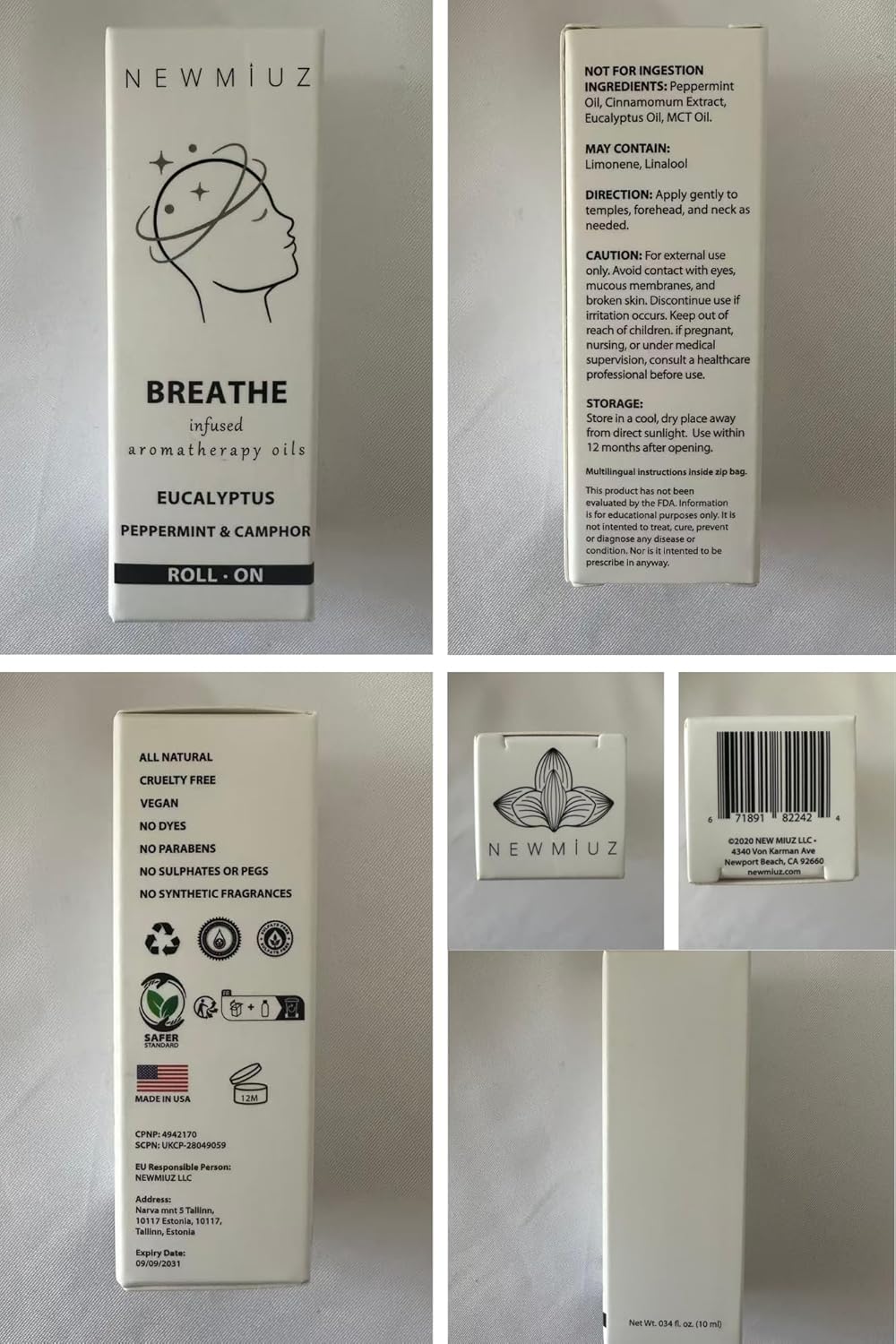 Breathe Easy Roll on Stick Peppermint Eucalyptus Essential Oil Blend Stress Sinus Natural Relief Gifts for Women Men Perfect Stocking Stuffers