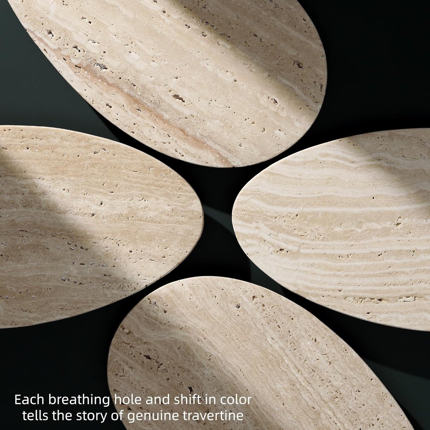Natural Travertine Tray, Modern Decorative Stone Tray for Coffee Table, Jewelry Display Organizer for Rings Necklace, Candle Holder Catchall for Living Room Bathroom Vanity Decor (S)