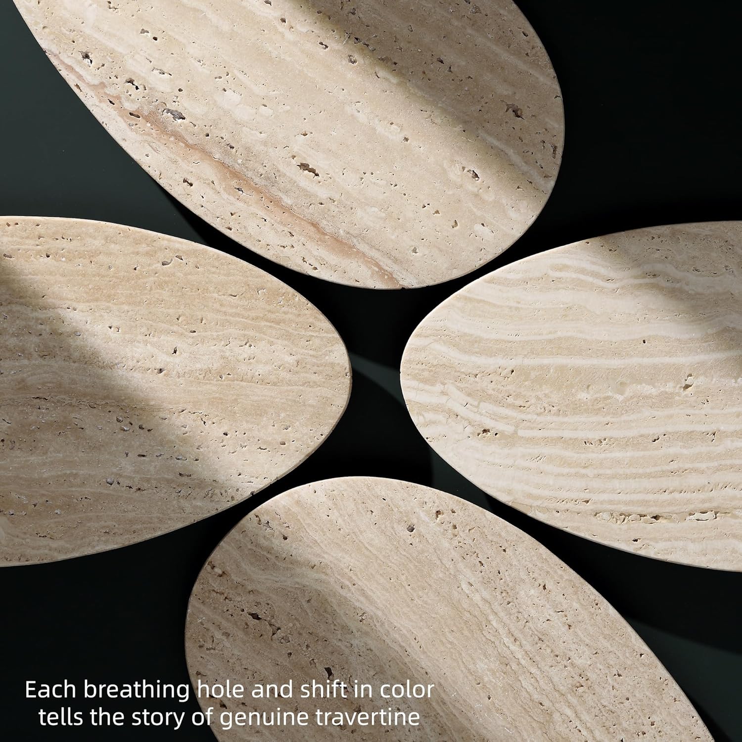 Natural Travertine Tray, Modern Decorative Stone Tray for Coffee Table, Jewelry Display Organizer for Rings Necklace, Candle Holder Catchall for Living Room Bathroom Vanity Decor (S)