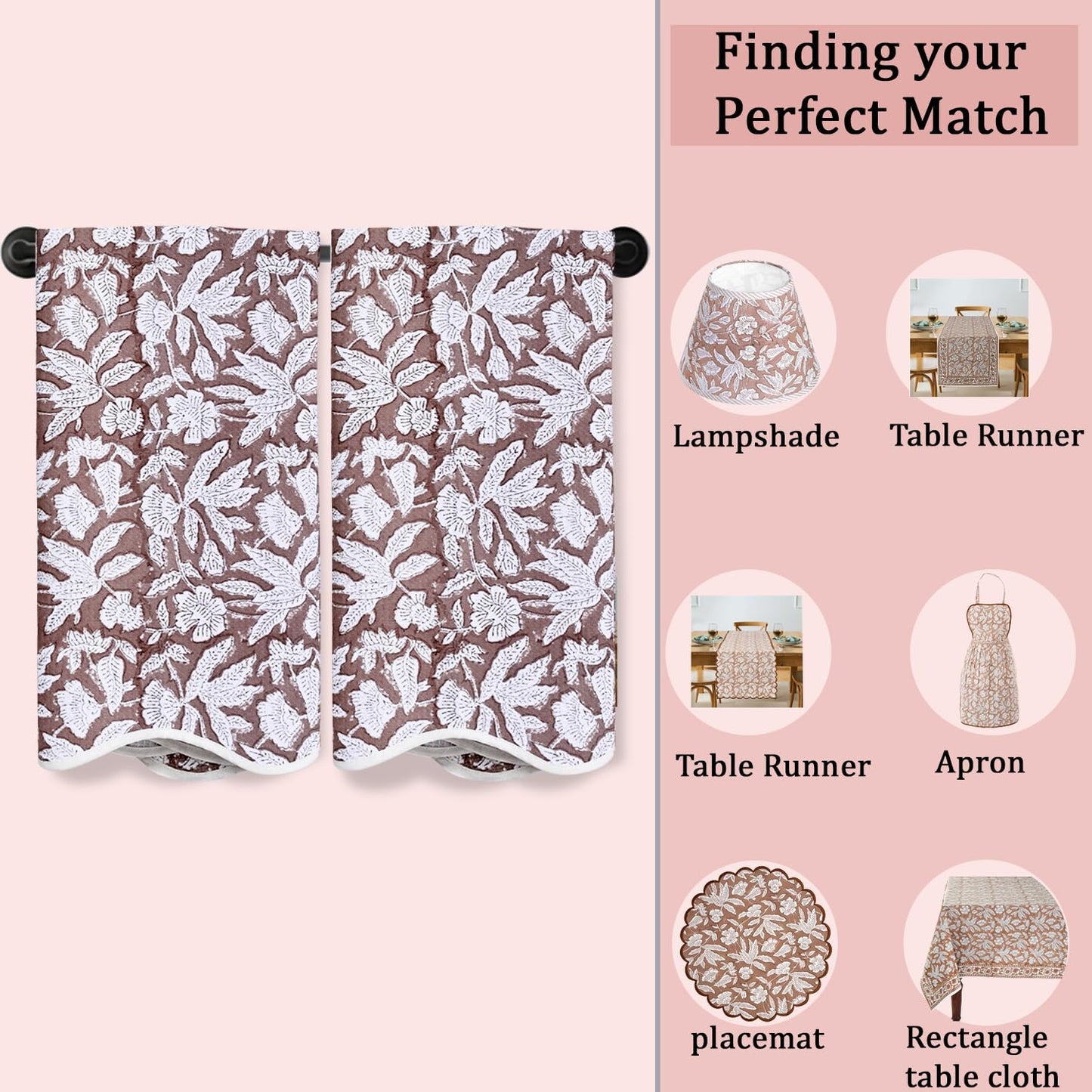Ridhi Block Print Oak Brown Cotton Spa/Beach Towel 27"x54" Set of 2 Handmade Beach Towel, Quick Dry Turkish Style Bath, Soft Absorbent Luxury Towel for Home, Gym & Spa, Hair Drying