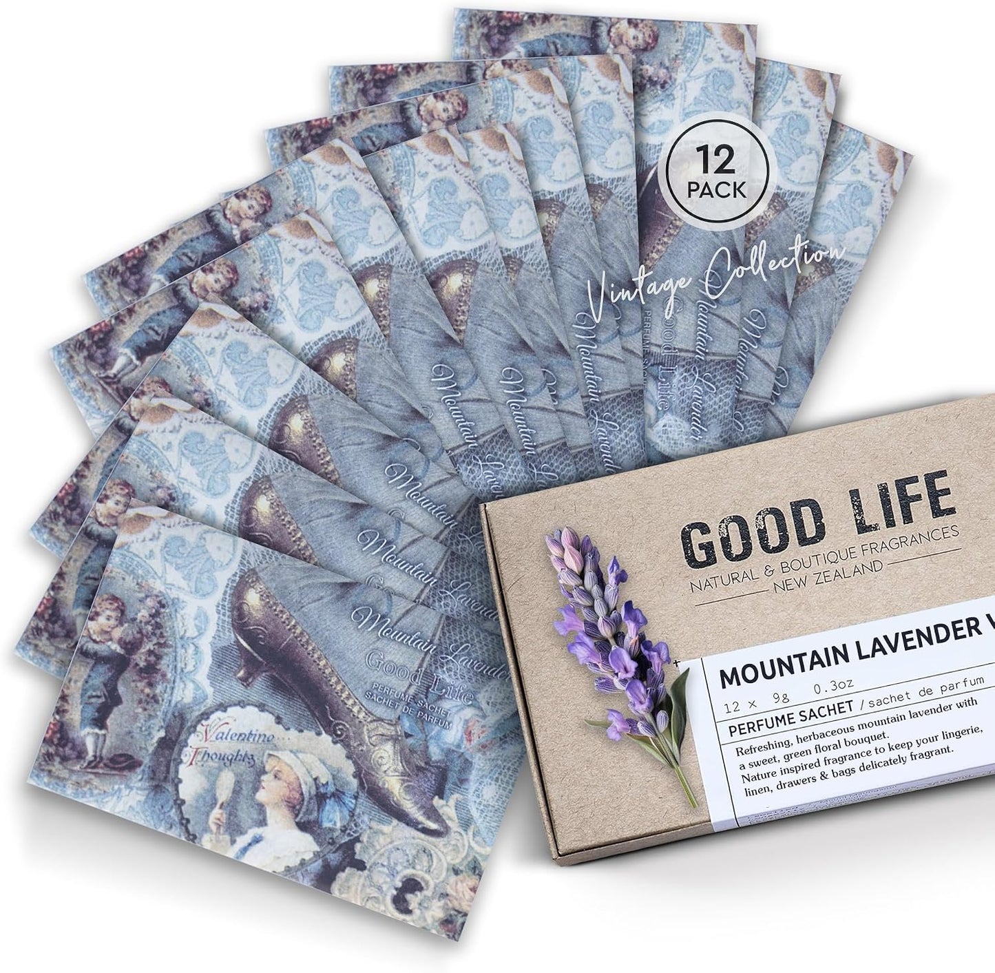 Good Life Mountain Lavender Scented Sachets | Designed in New Zealand | 12 Sachets