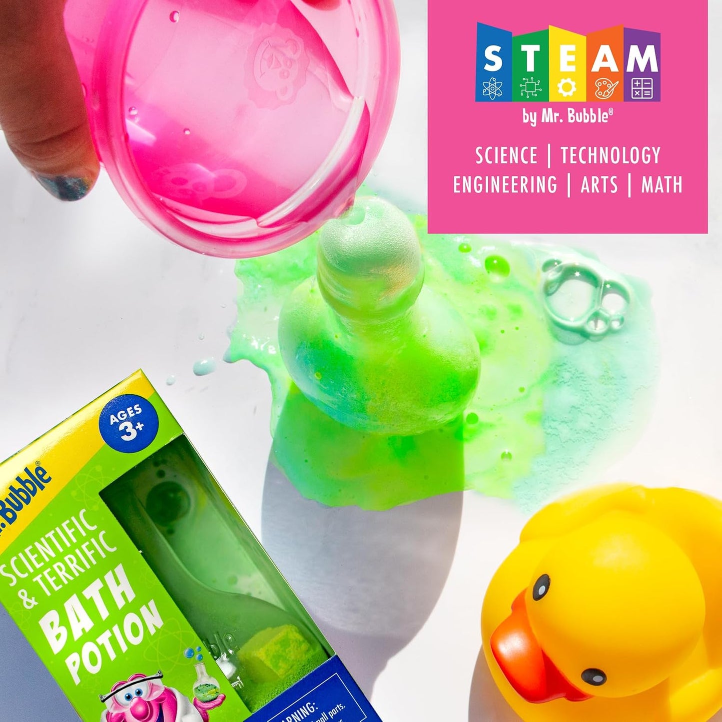 Mr. Bubble The Original Kids Bath Bomb Potions, Colorful Fizzy Fun, Cool Foam and Bubble Science Beaker for the Bath (Pack of 2)