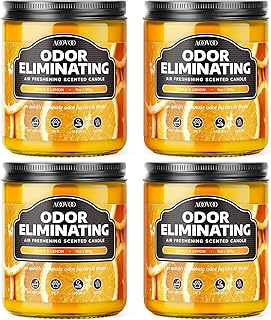 AOOVOO 4 Pack Citrus Lemon Odor Eliminating Highly Fragranced Candle Set - Eliminates 95% of Pet, Smoke, Food, and Other Smells Quickly, Non Toxic Air Freshing Soy Candle