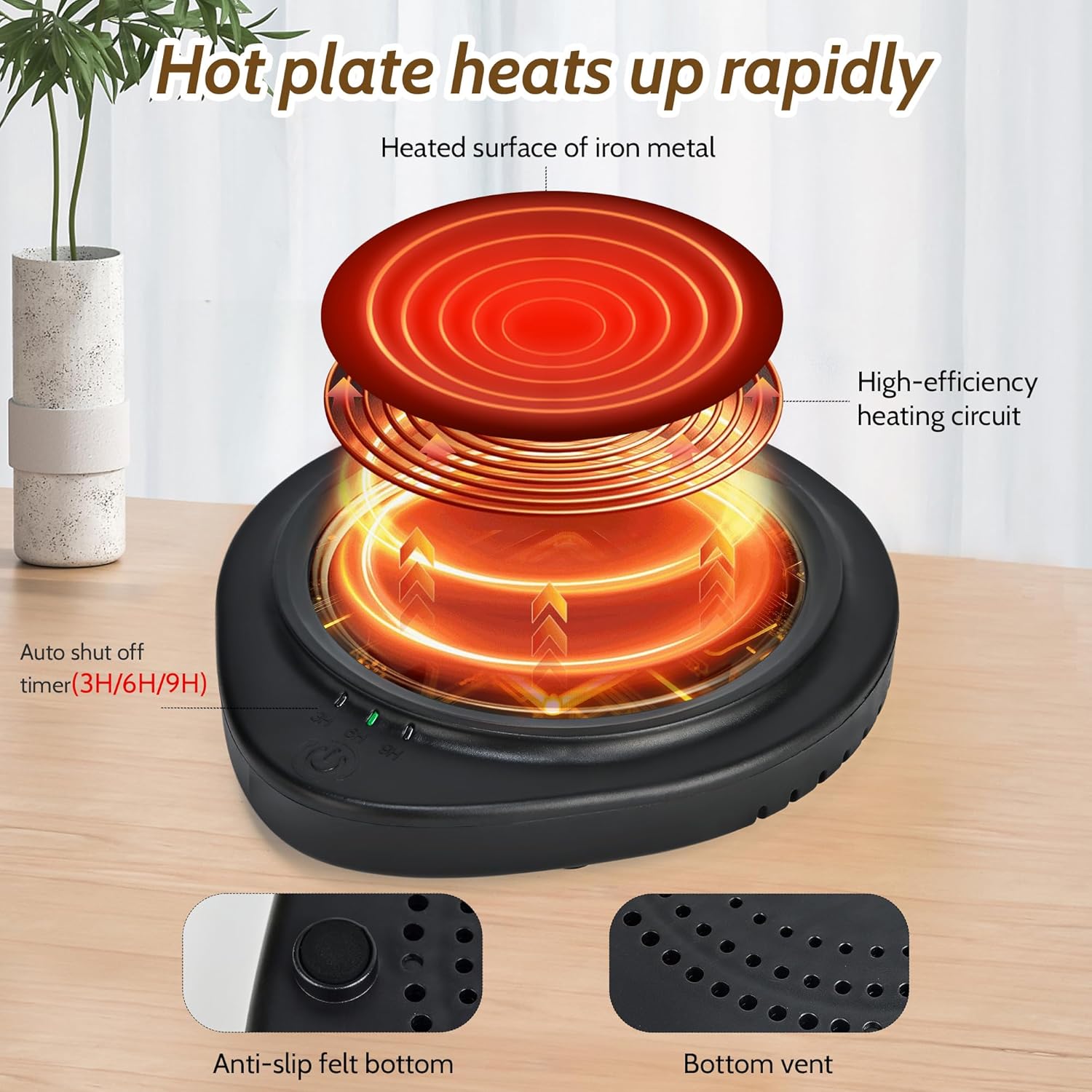 Candle Warmer with Timer, Coffee Mug Warmers for Large Jar,Safely Releases Scents Without a Flame, Melt The Candle Quickly, Enjoy Your Warm Coffee Tea. Gifts for Festival Birthday Women Men Mom Dad