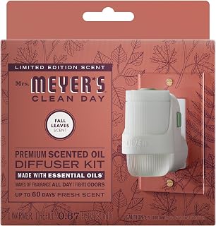 Mrs. Meyer's Clean Day Premium Scented Oil Plug-In, Diffuser & Air Freshener Kit, Fall Leaves, 1 warmer and .67 fl oz refill