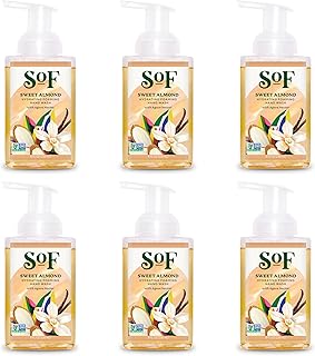 South Of France SoF Hydrating Foaming Hand Wash - With Organic Agave Nectar & Coconut Oil- Vegan & Non GMO- Free From Phthalates, Sulfates & Parabens- Sweet Almond - 8 oz Bottle 6 Pack