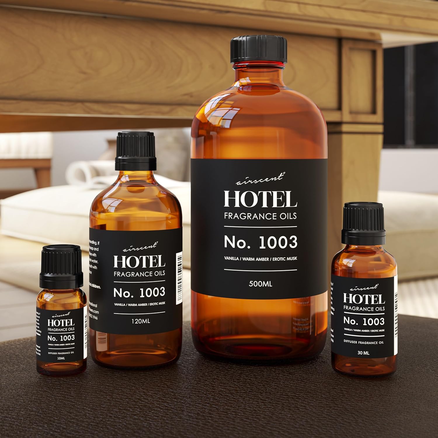 AirScent Hotel Diffuser Oil No. 1003 Inspired by The Asian Garden Las Vegas Hotel Scent - Premium Fragrance Oil for Ultrasonic and Waterless Diffusers and Crafting - 120 mL, 4 fl oz Glass Bottle
