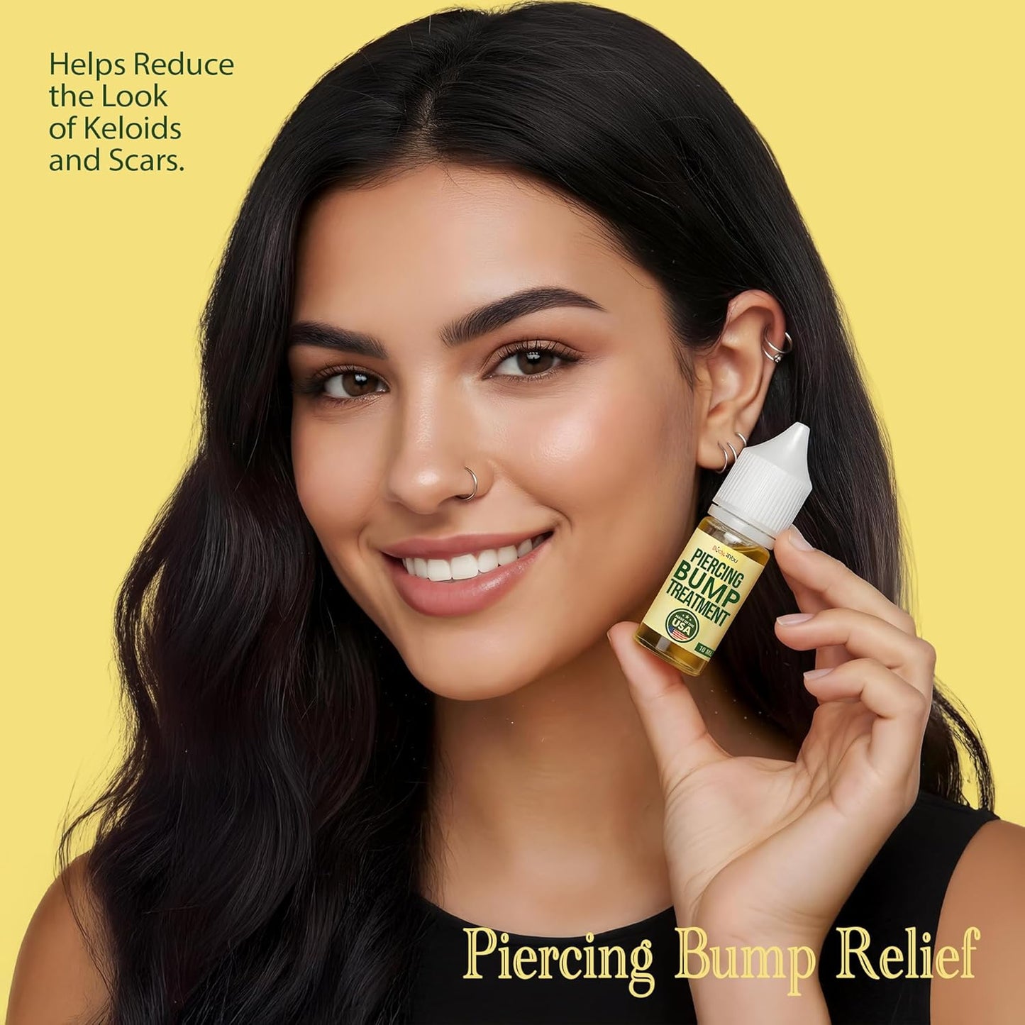 BodyJ4You Keloid Bump Removal Oil - Piercing Aftercare Shrinking Drops - Nose Ear Septum Belly Cartilage Scar Treatment Piercing Bump Solution - Tea Tree Jojoba Essential Oils Keloid Care - 0.33 Fl Oz