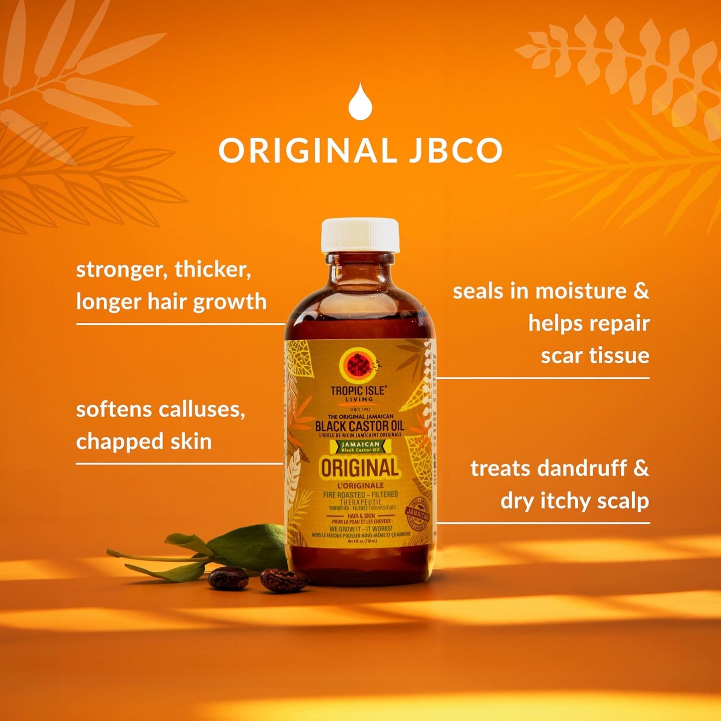 Tropic Isle Living Jamaican Black Castor Oil 8oz | Rich in Vitamin E, Omega Fatty Acids & Minerals | For Hair Growth Oil, Skin Conditioning, Eyebrows & Eyelashes, Scalp and Nail Care