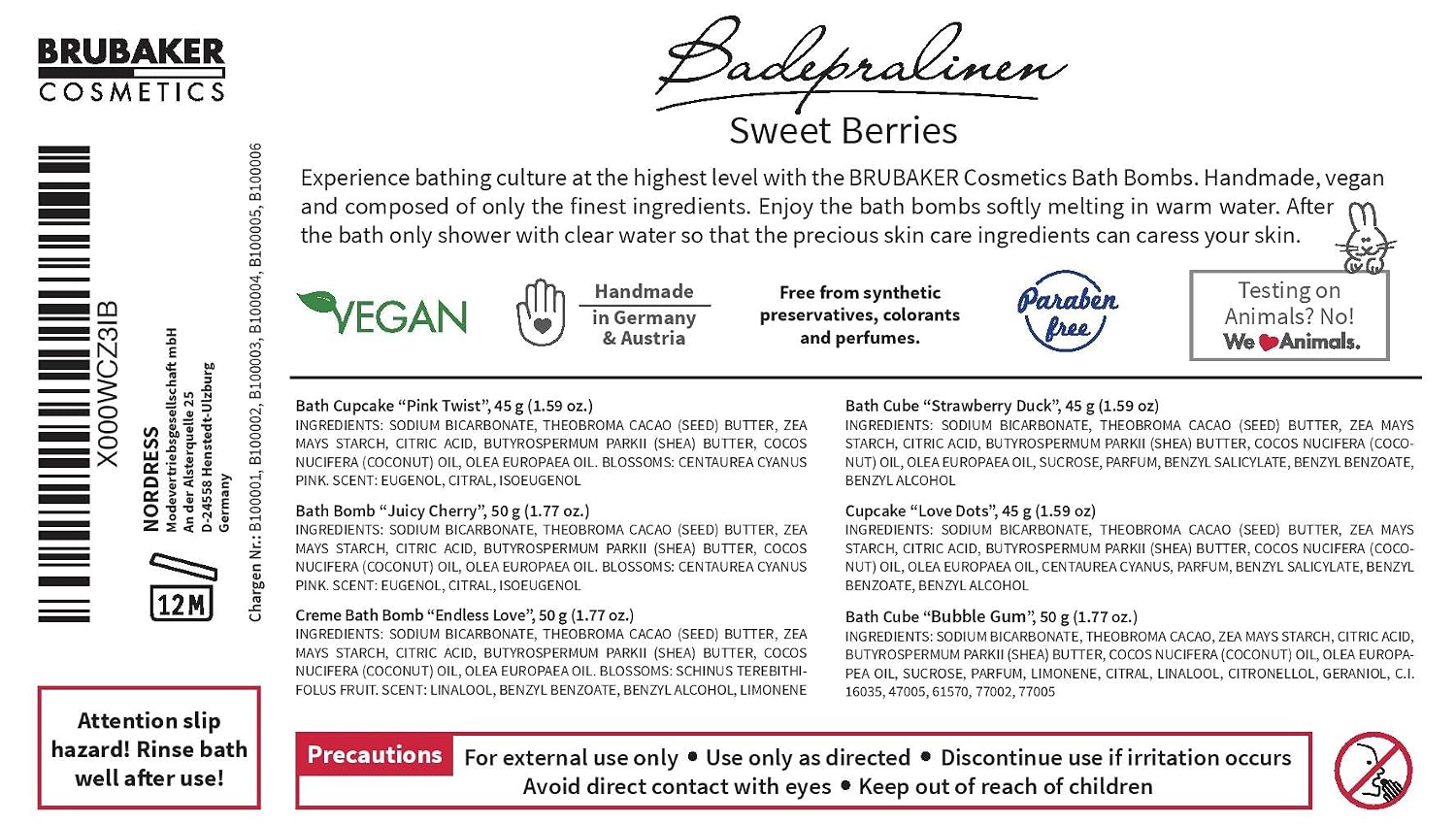 BRUBAKER Cosmetics 6 Handmade "Sweet Berries" Spa Bath Bombs Bath Melts Bath Truffles Gift Set - All Natural Vegan, Organic Shea Butter, Cocoa Butter and Olive Oil Moisturize Dry Skin.