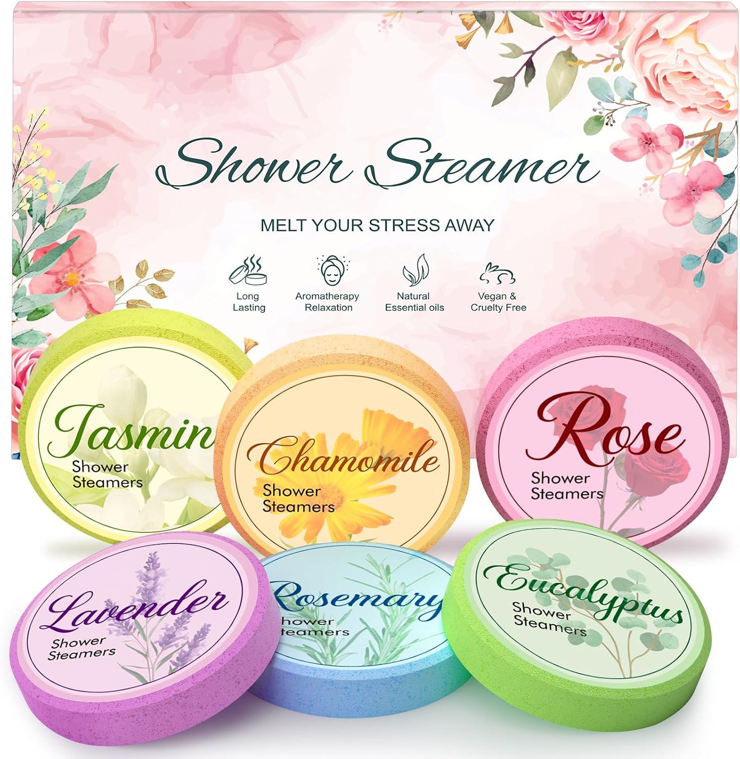 Birthday for Women: 6 Pack Shower Steamers Aromatherapy, Halloween Boo Basket Stuffers, Gifts for Adult Mom Wife Aunt Teens Friend Girlfriend Grandma Sister Daughter, Christmas Stocking Stuffers