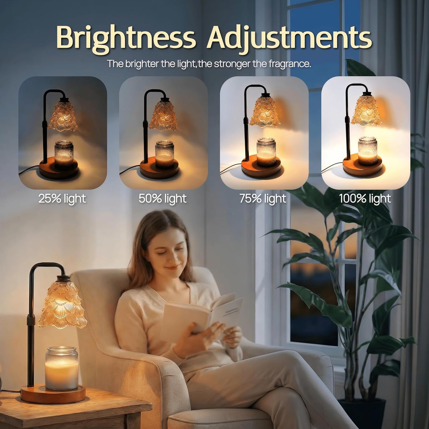 JZHOME Candle Warmer Lamp with Timer Dimmable, Height Adjustable Candle Lamp Warmer for Women Birthday Gifts, House New Home Decor