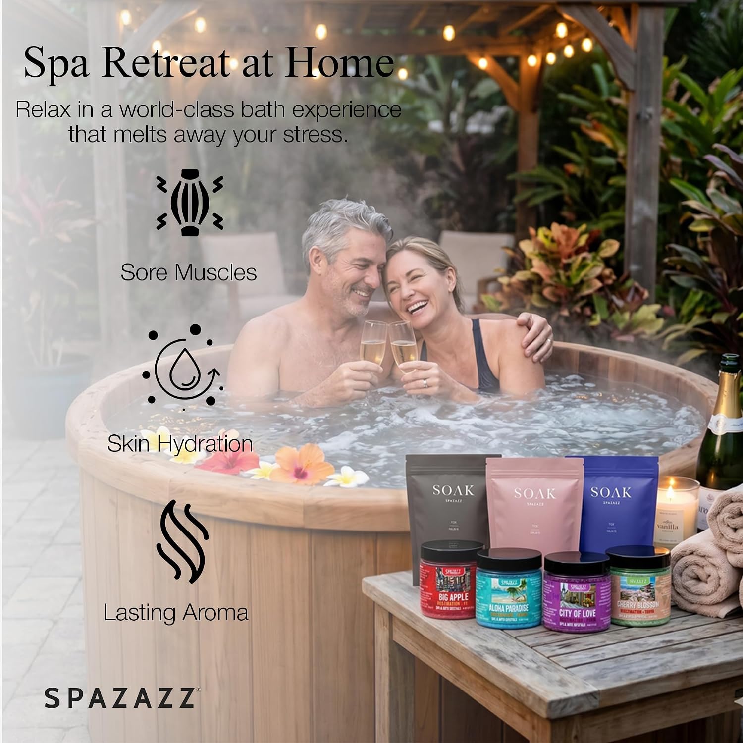 Spazazz Gift Bundle Set – 7oz Aromatherapy Mineral Bath Soak Variety & 4oz Destination Collection Bath Salts, Tumbler, Straws, Bath Salt Scoop & Mini Beach Ball – Relaxation Spa Gift Box Set
