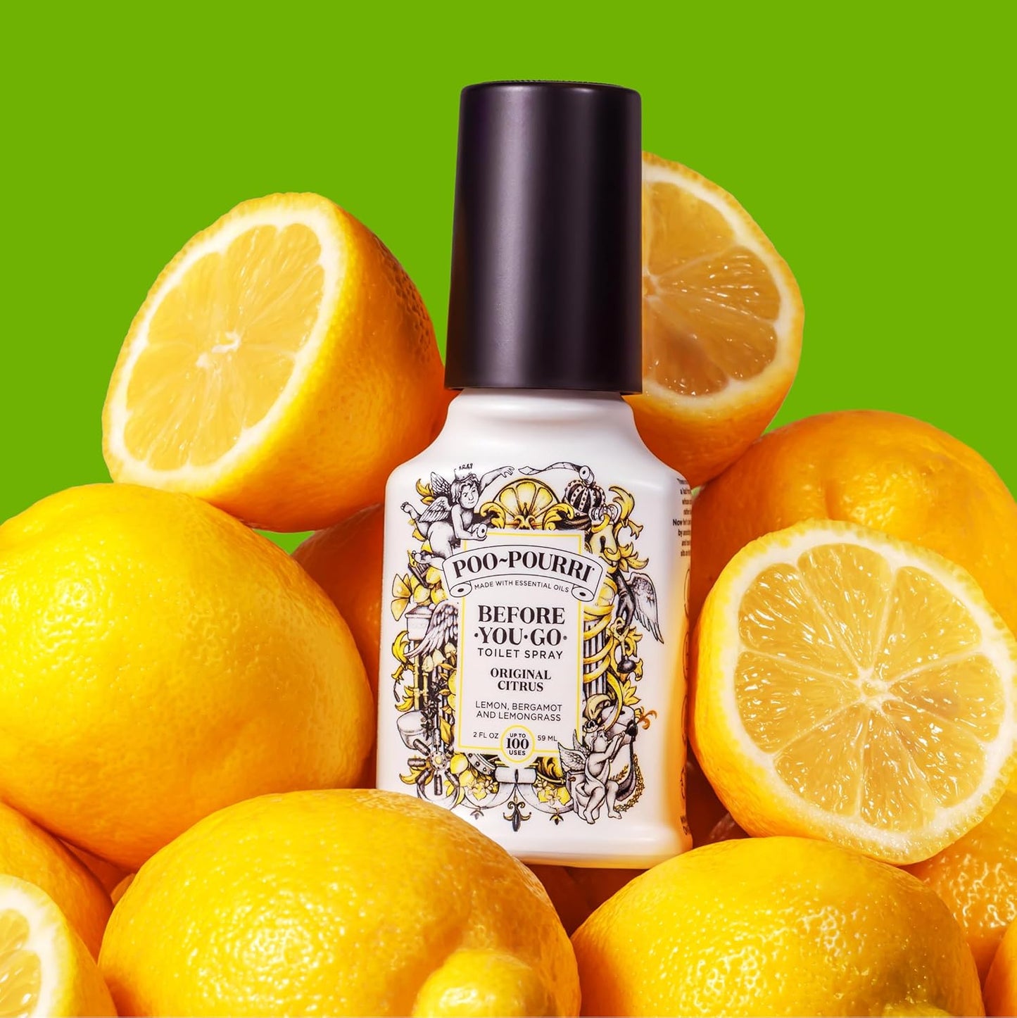 Poo-Pourri Before-You-Go Toilet Spray, Bamboo Rain, 2 Fl Oz, Up to 100 Uses, Bathroom Odor Deodorizer with Essential Oils for Home or Work, Travel Essentials, TSA Approved Size, Bamboo & Fresh Grass