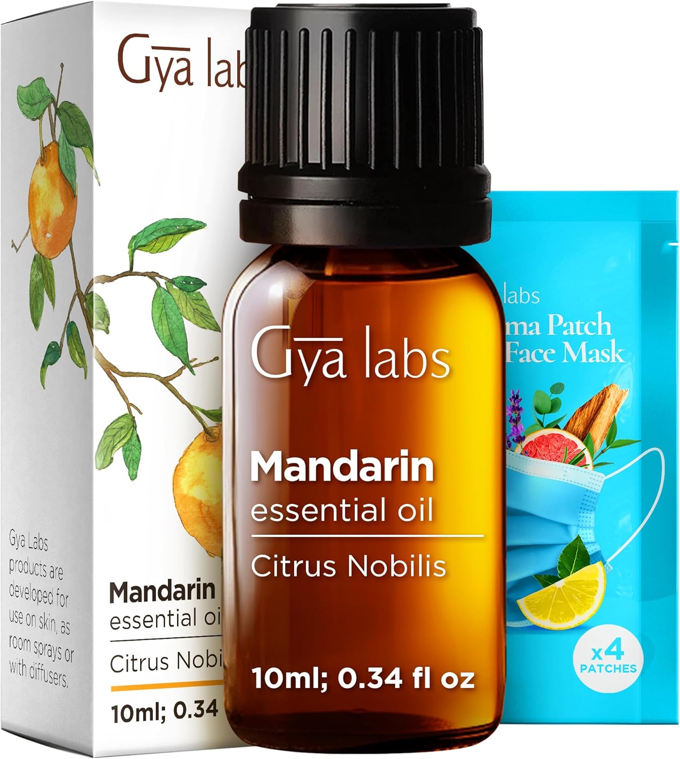 Mandarin Essential Oil for Skin & Basil Essential Oil for Diffuser Set - Aromatherapy Grade Essential Oils Set - 2x0.34 fl oz - Gya Labs
