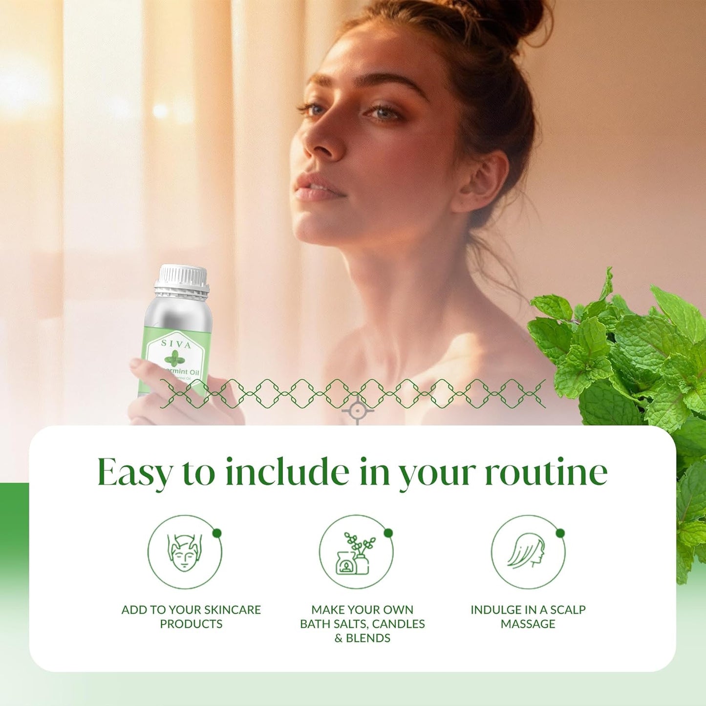 Siva Peppermint Essential Oil - 16 Fl Oz – 100% Natural Peppermint Oil - for Diffuser, Face, Skin Care, Aromatherapy, Hair Care, Scalp and Body Massage