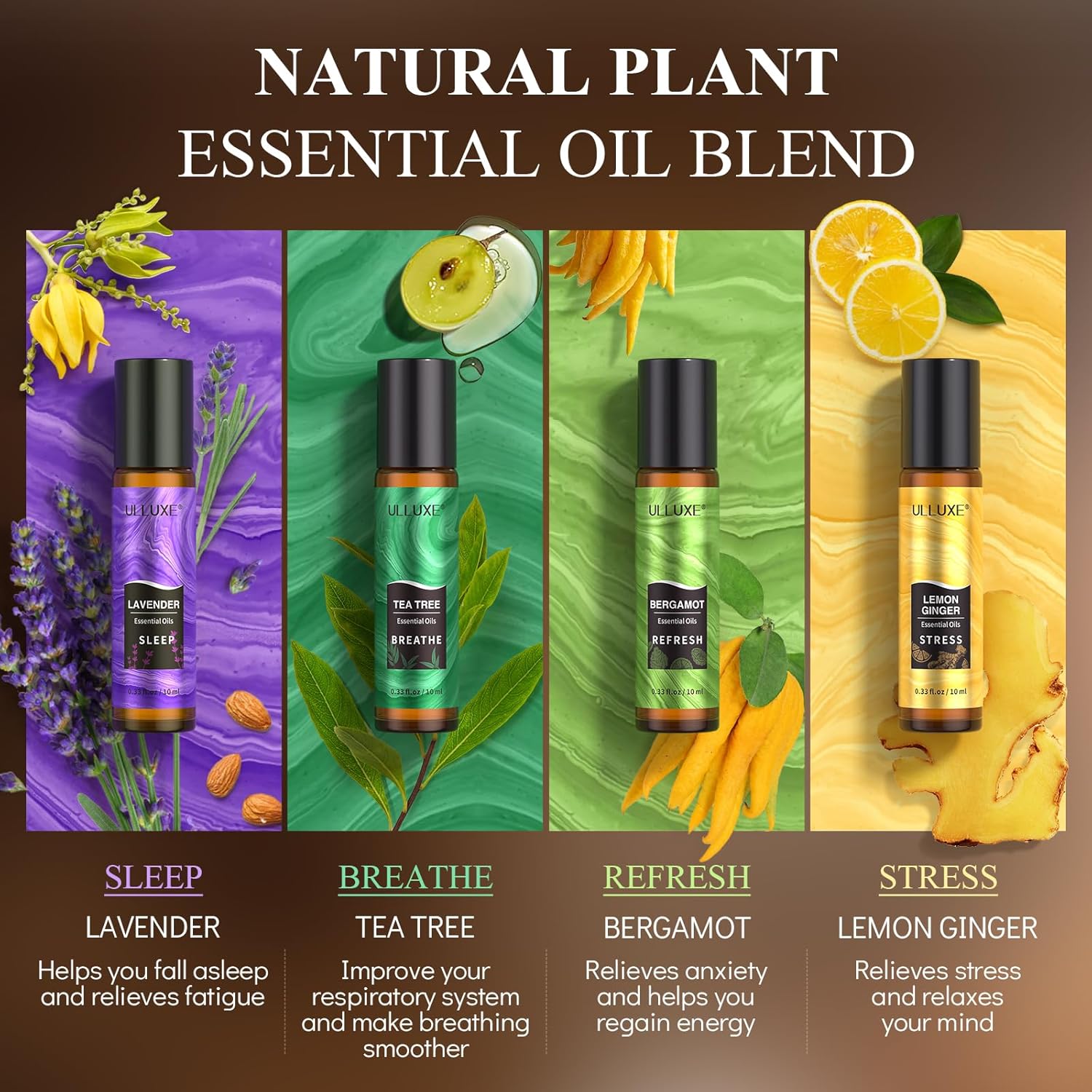 Essential Oils Roll On Set (Pack of 8) 8 Scent, Relaxing, Self Care Gifts for Women, Essential Oil Roller Set, Natural Aromatherapy Roll Oil Blends for Skin, Birthday Gifts for Wife, Mom & Girlfriend