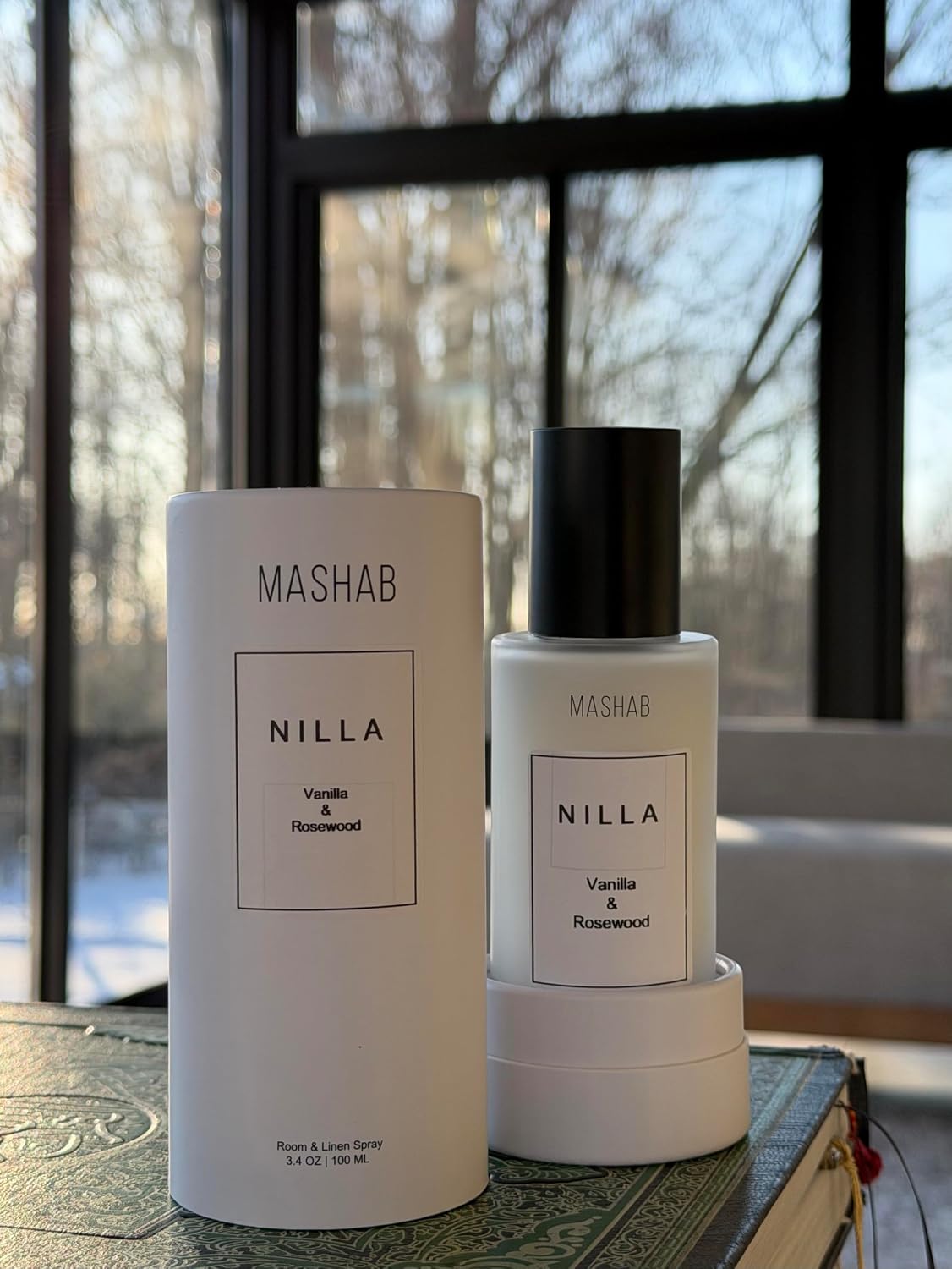 NILLA by MASHAB - All-Natural Vanilla & Rosewood Luxury Nonalcohol Linen & Room Spray | Aromatic Mist | Premium Glass Bottle (100 mL) Gift for Birthday Anniversary Mothers Day
