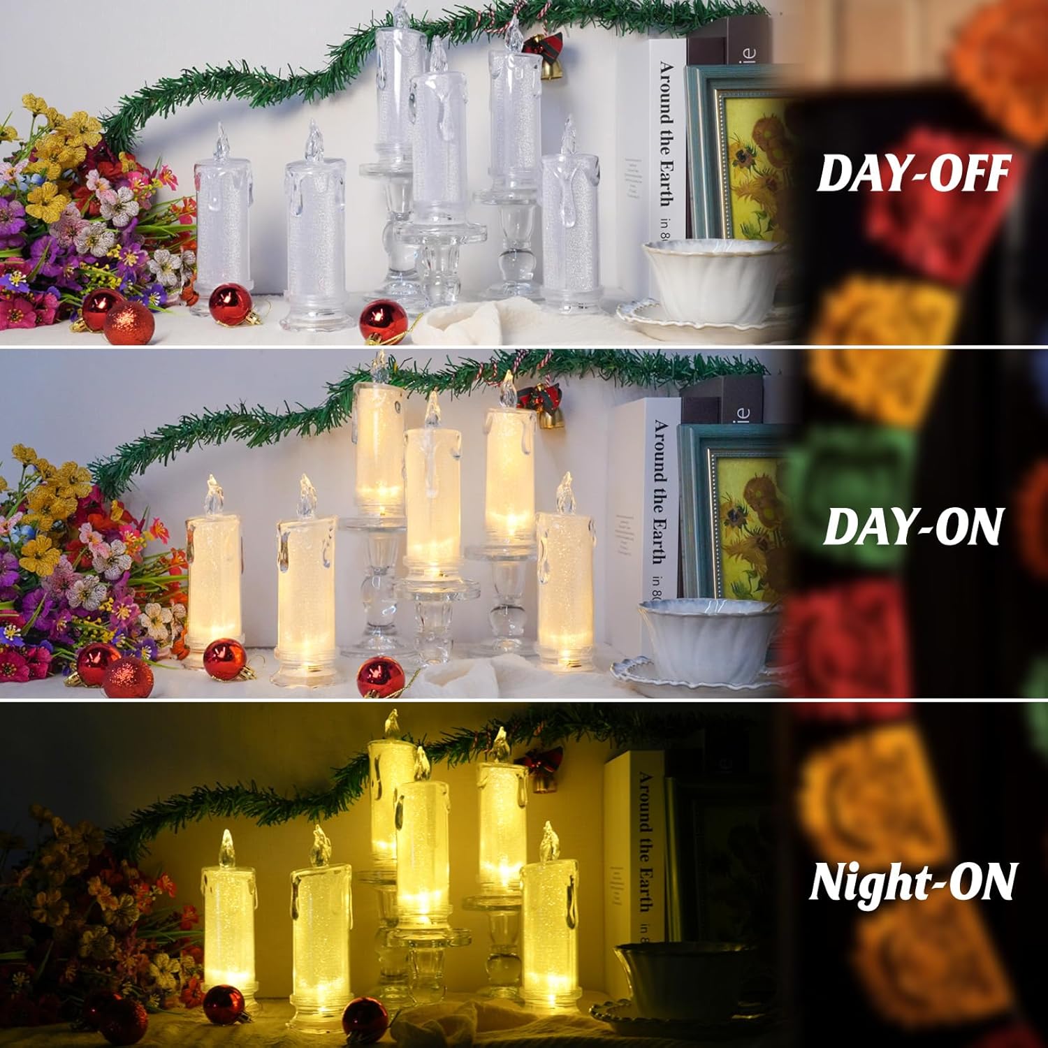HAIDOLIANGE 6PCS Led Candles,Flameless Candles Battery Operated, Pillar Fake Candles,Velas Artificiales para Decoration for Valentine's Wedding Christmas Table Decorations (D2.5 x H7)